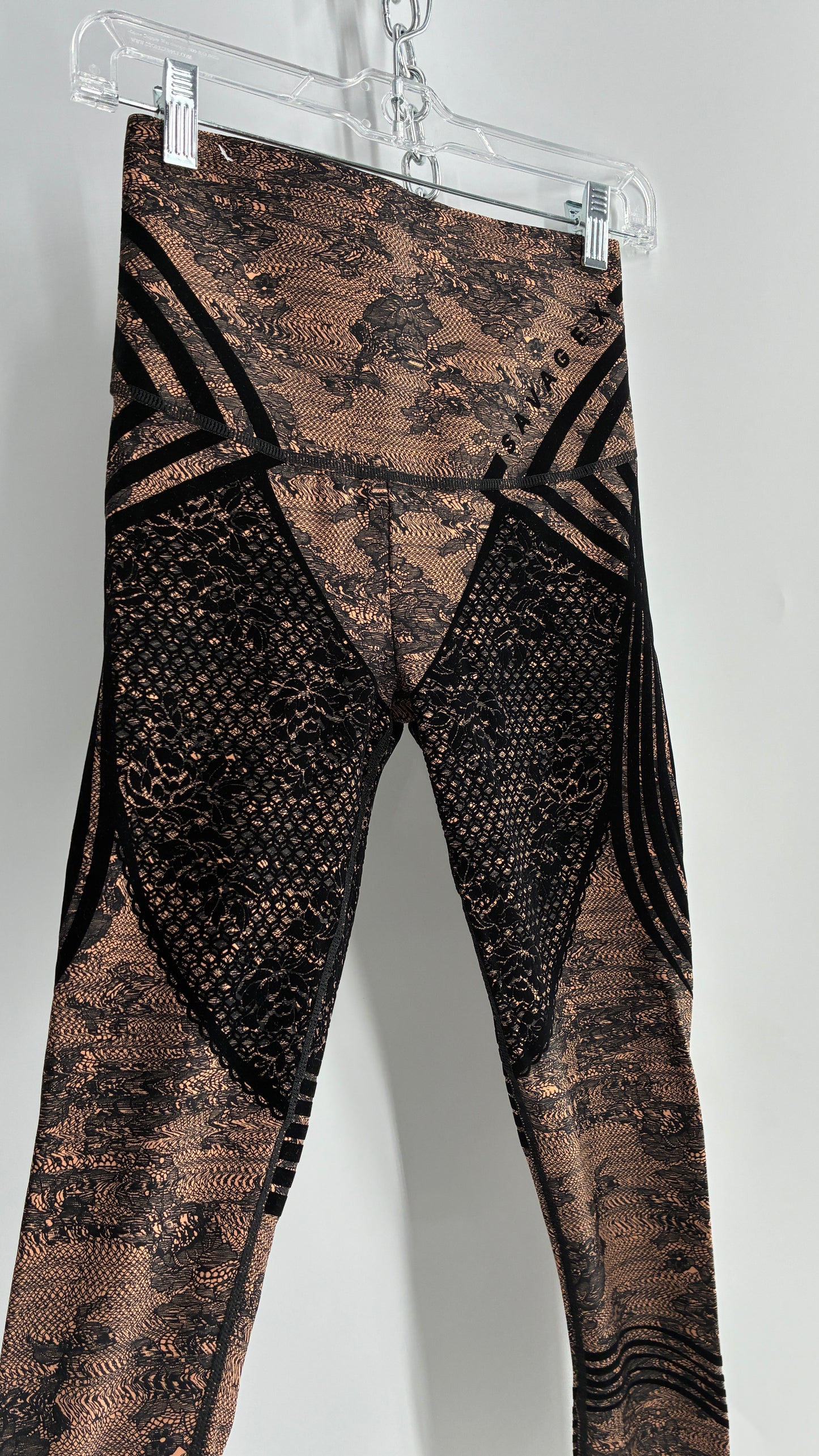 SAVAGE X FENTY Lace Patterned Legging with Sculpting Velvet Design (8-10)