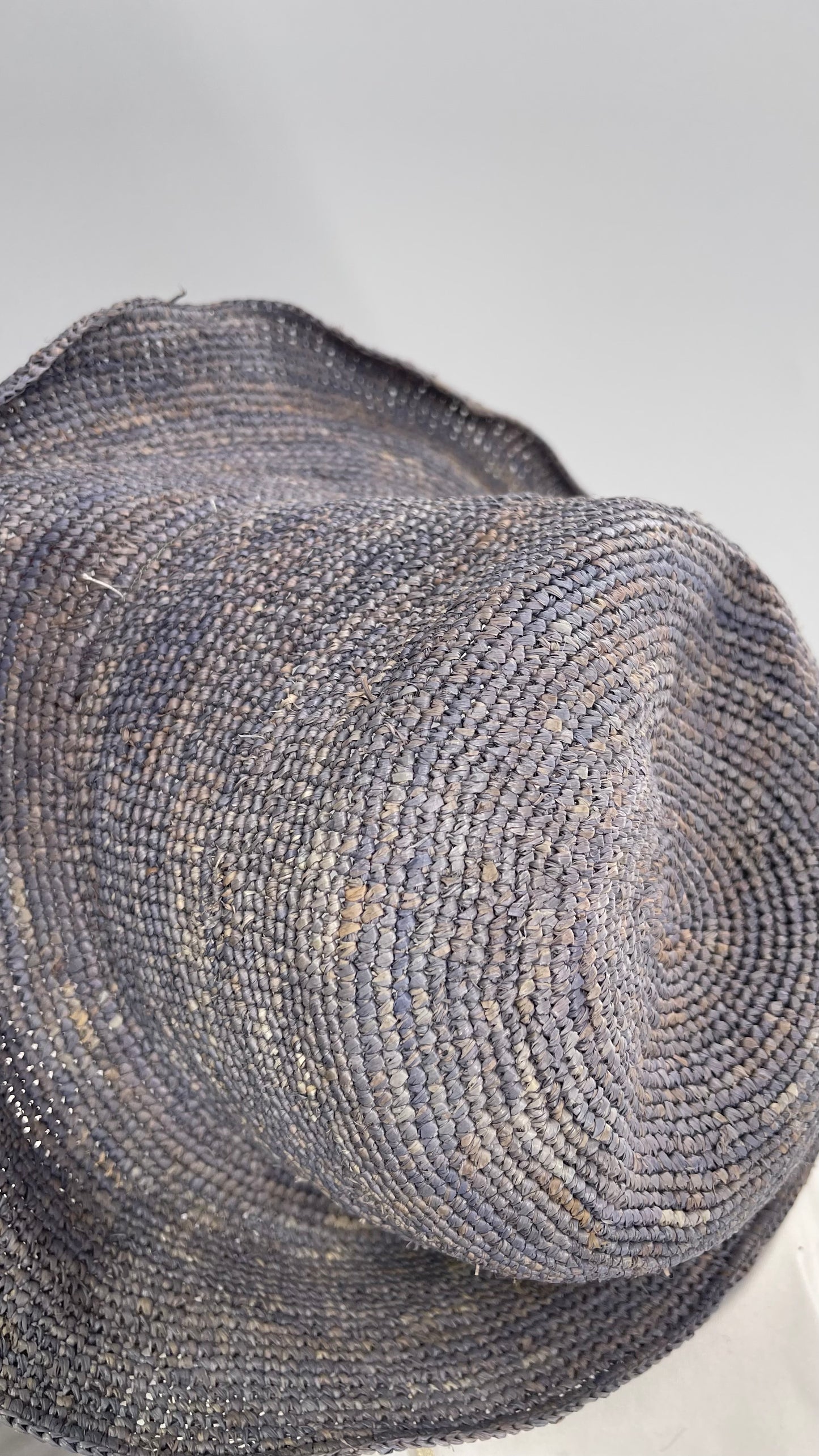San Diego Hat Company Blue Grey Woven Crochet Raffia Sun Hat