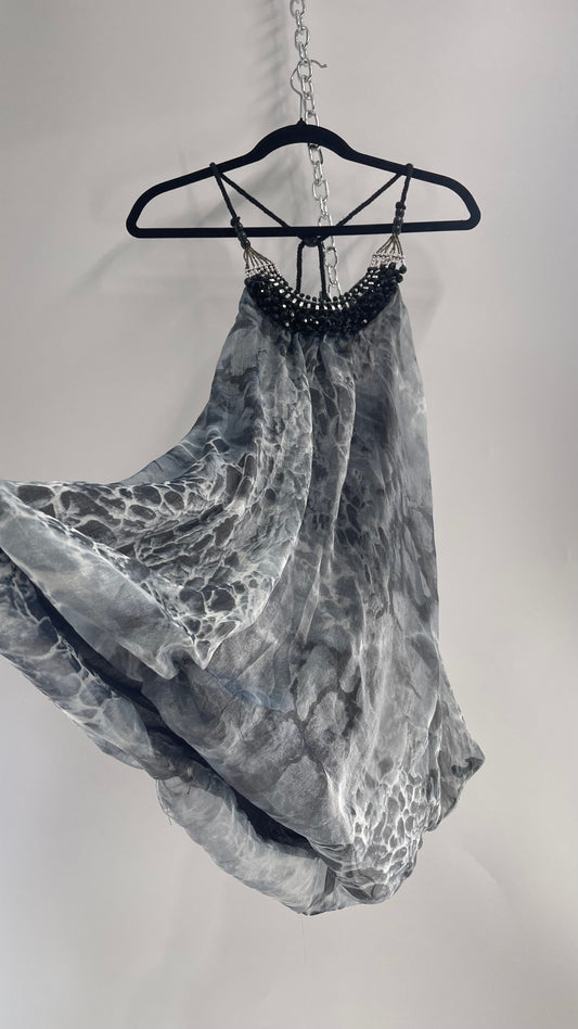 Vintage 1990s Bubble Hem Mini with Beaded Neckline