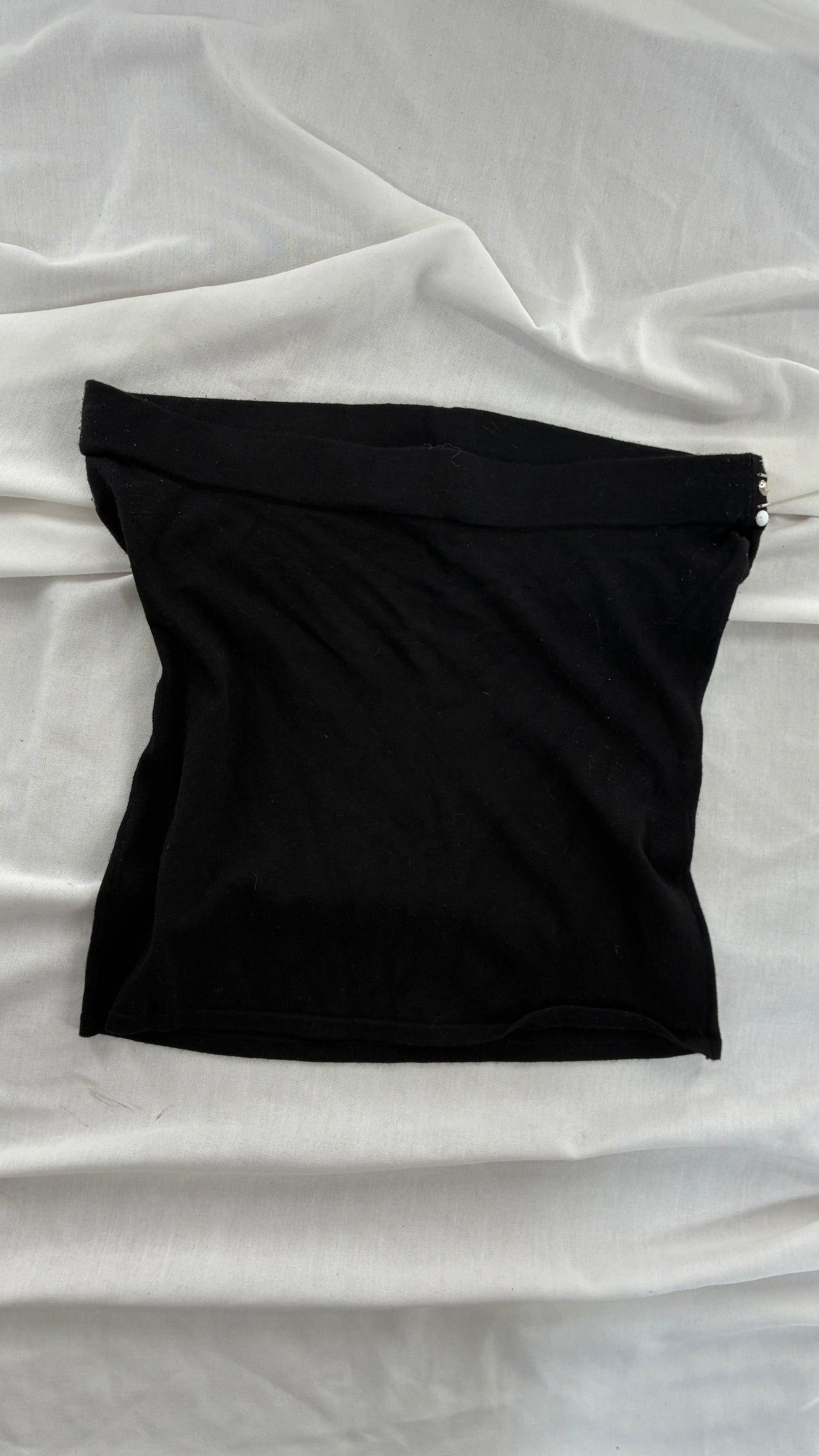 Vintage WHITE HOUSE BLACK MARKET Black Tube Top with Beaded Trim (Medium)