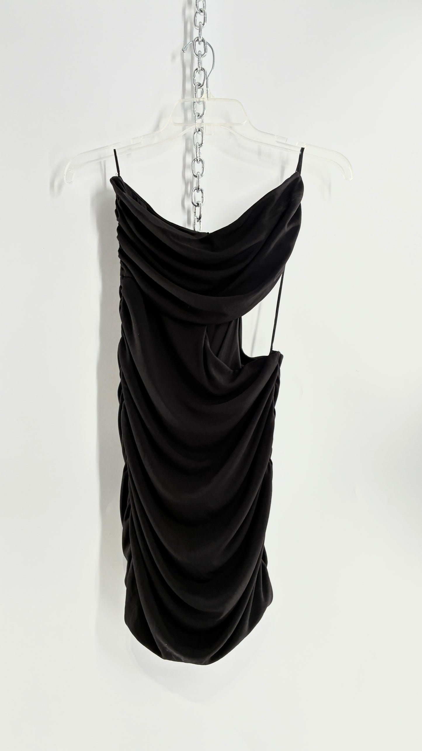 ZARA Black Ruched Cut Out Side Mini Dress (Small)