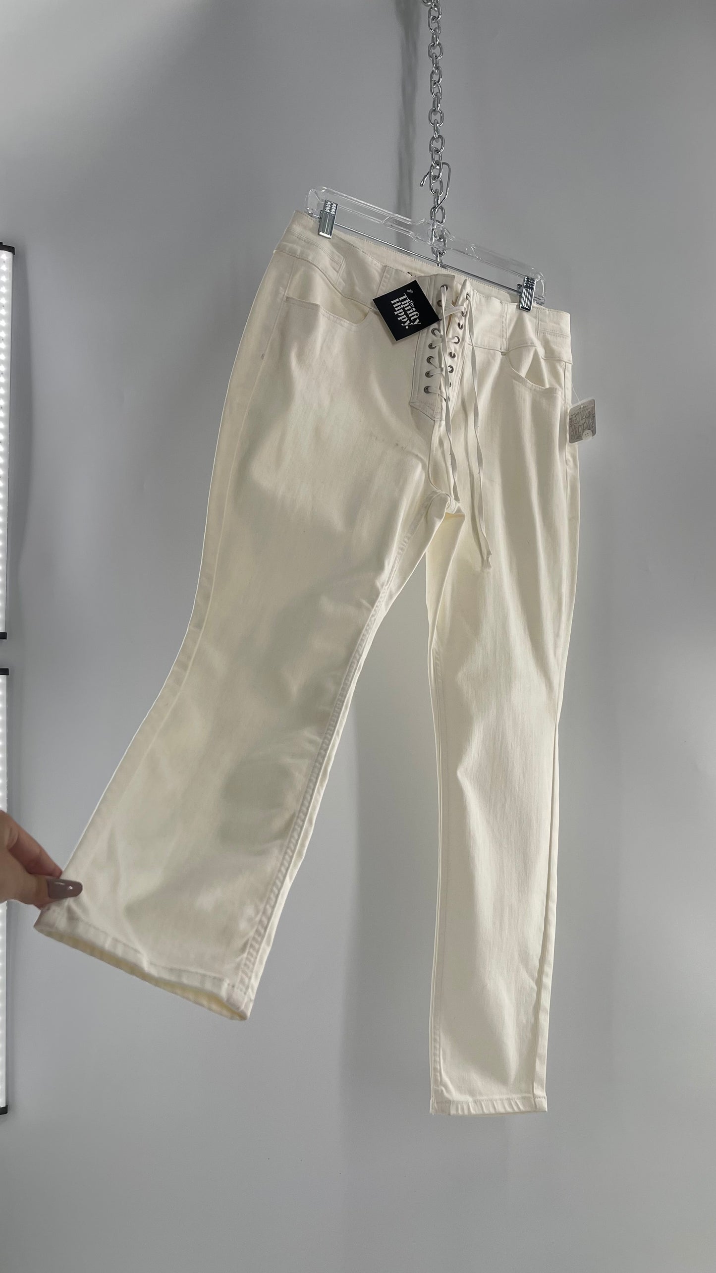Free People Curvy Jeans With Lace up Detail (Size 32)