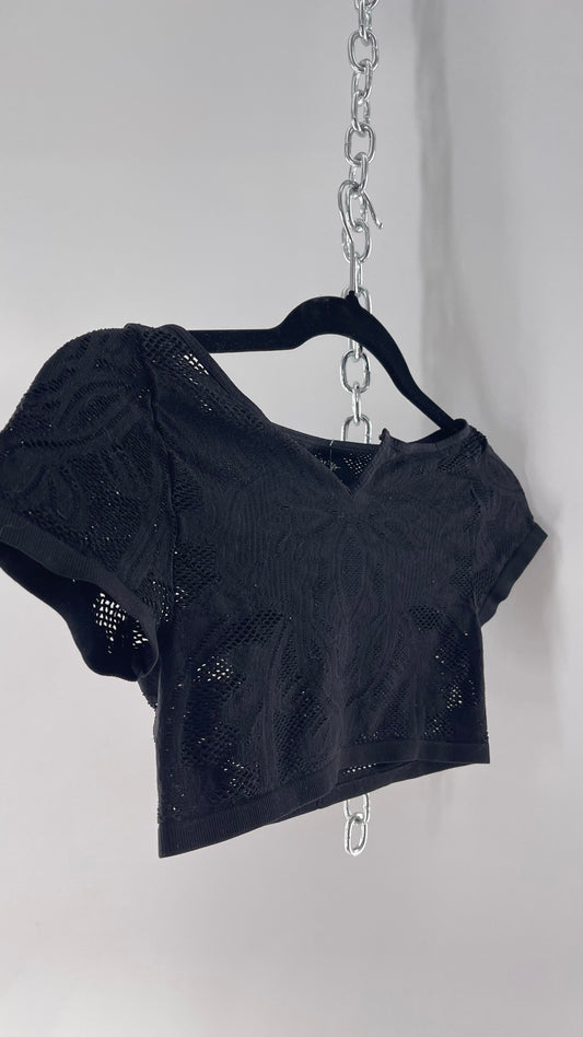 Intimately Free People Spandex Lace Cropped Short Sleeve (XS/S)