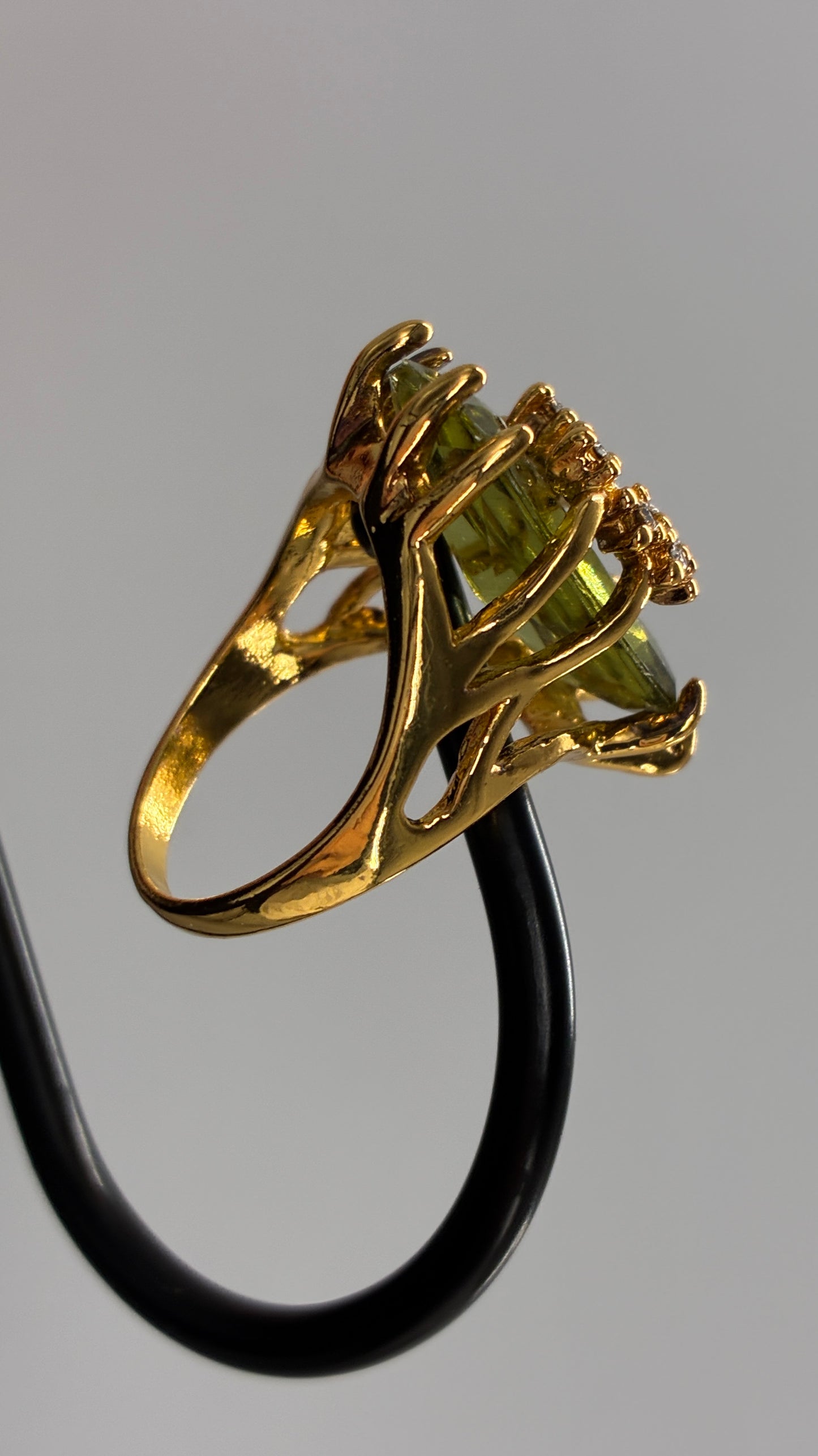 Gold Ring with Green Stone (Size 7)