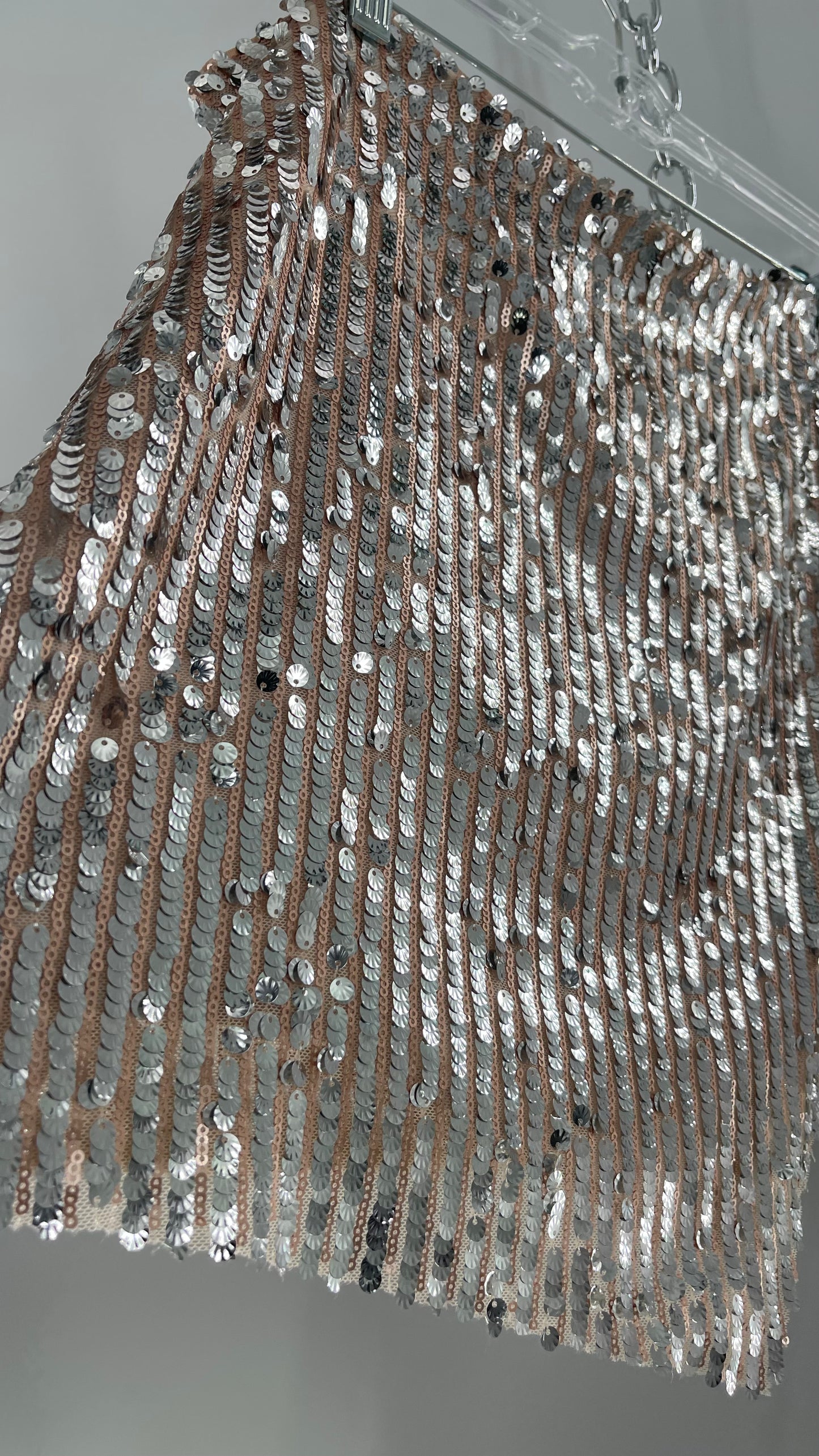Free People Silver and Nude Sequin Shimmer Mini Skirt (14)