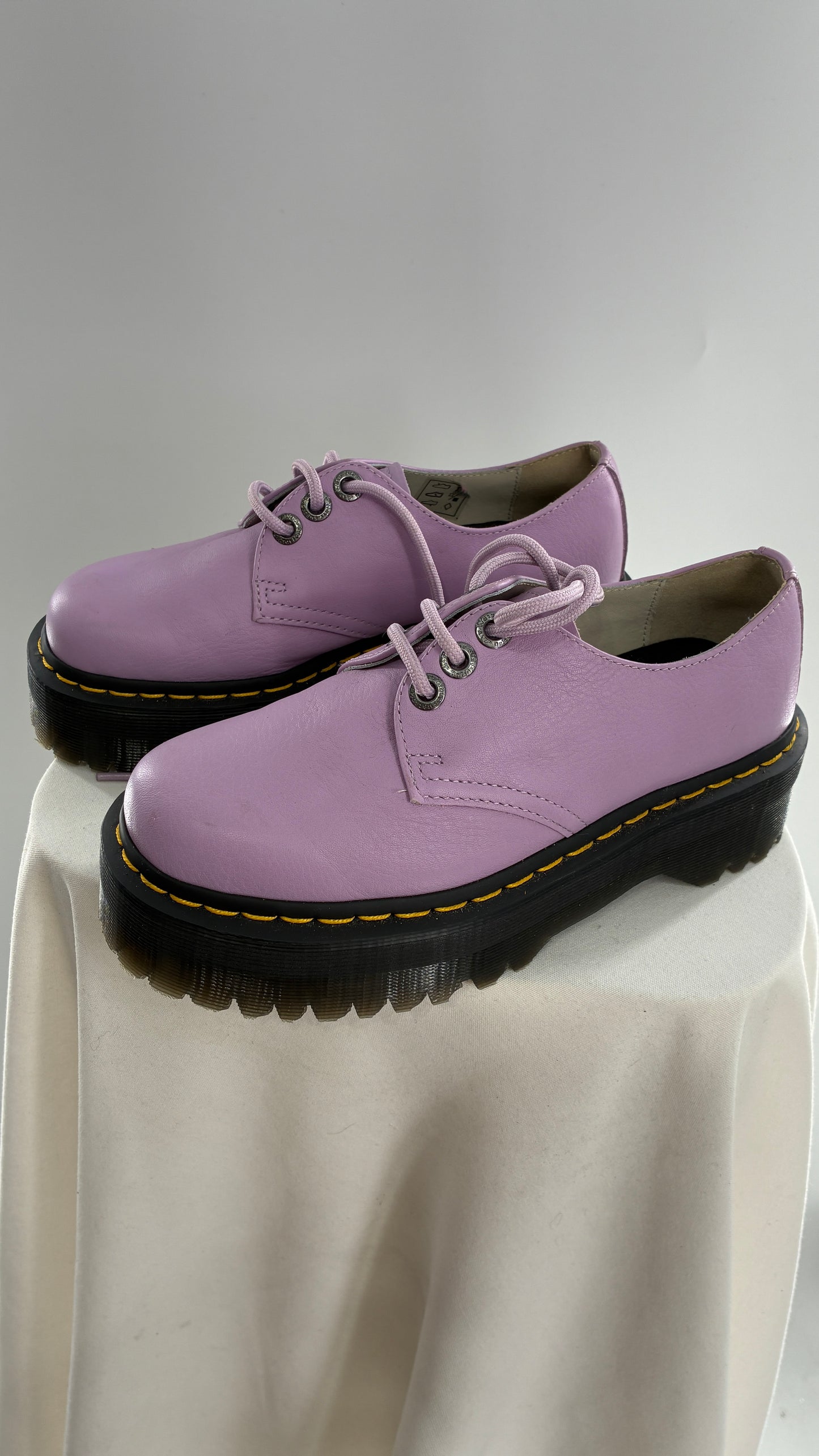 Vintage Dr. Martens 1461 Quad II, Lilac Purple, Pisa Leather Platform Oxfords (6)