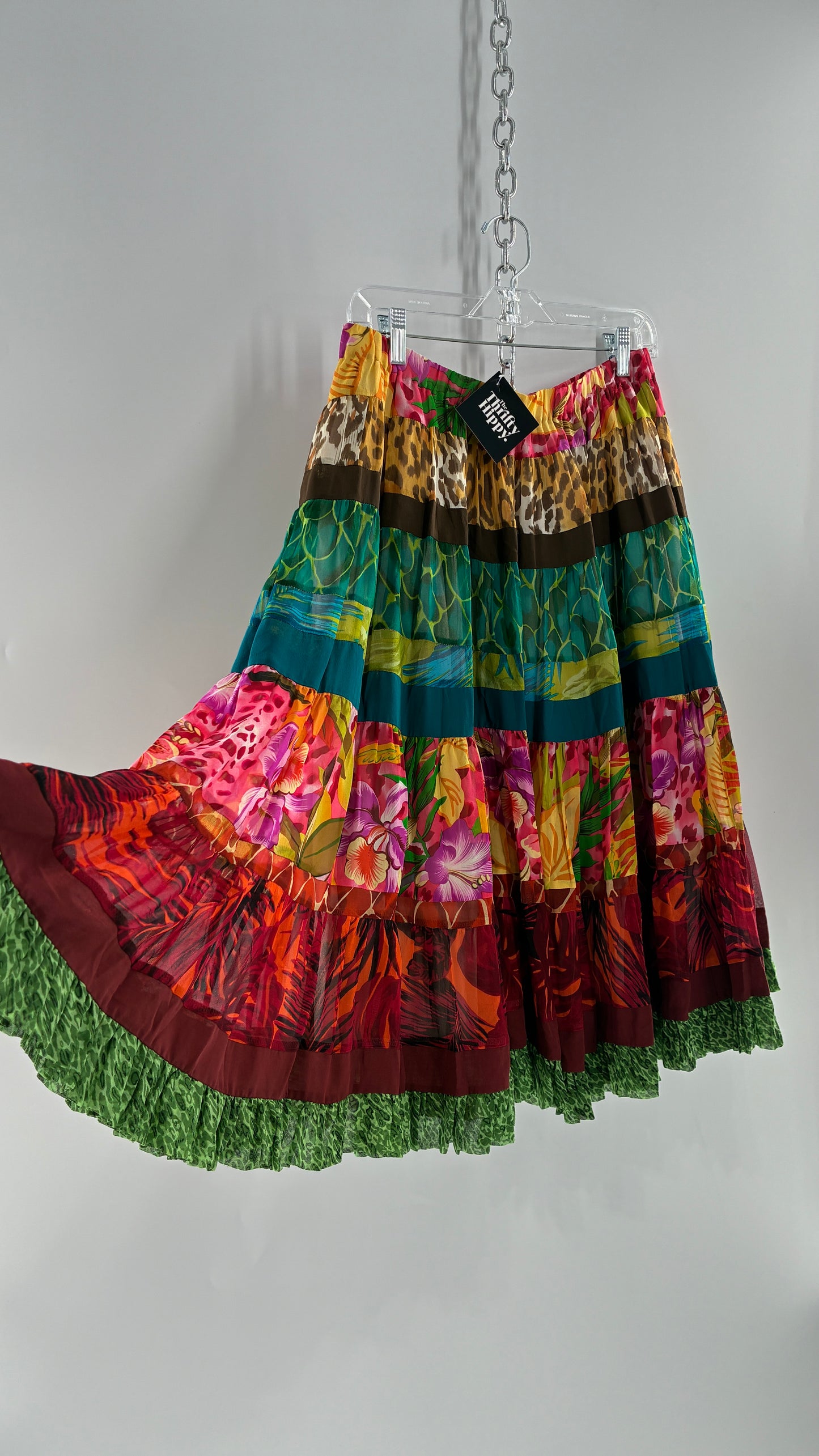Vintage CHENAULT Voluminous Tropical Tiered Skirt (6)