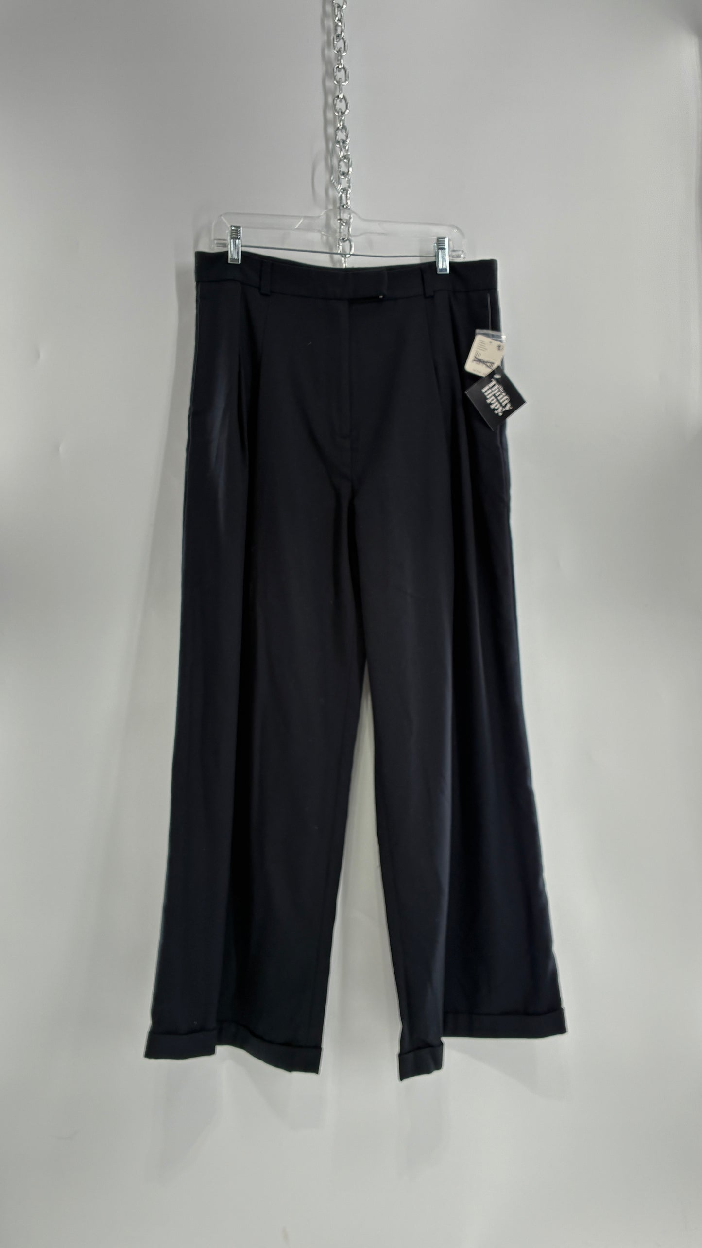 Free People Black Wide Leg, Pleated Trouser with Tags Attached (10)
