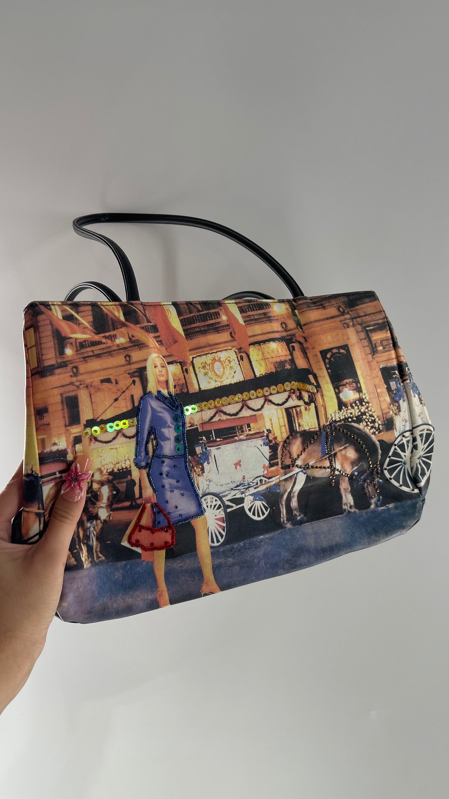 Vintage 1990s New York Embroidered Bag with Sequins