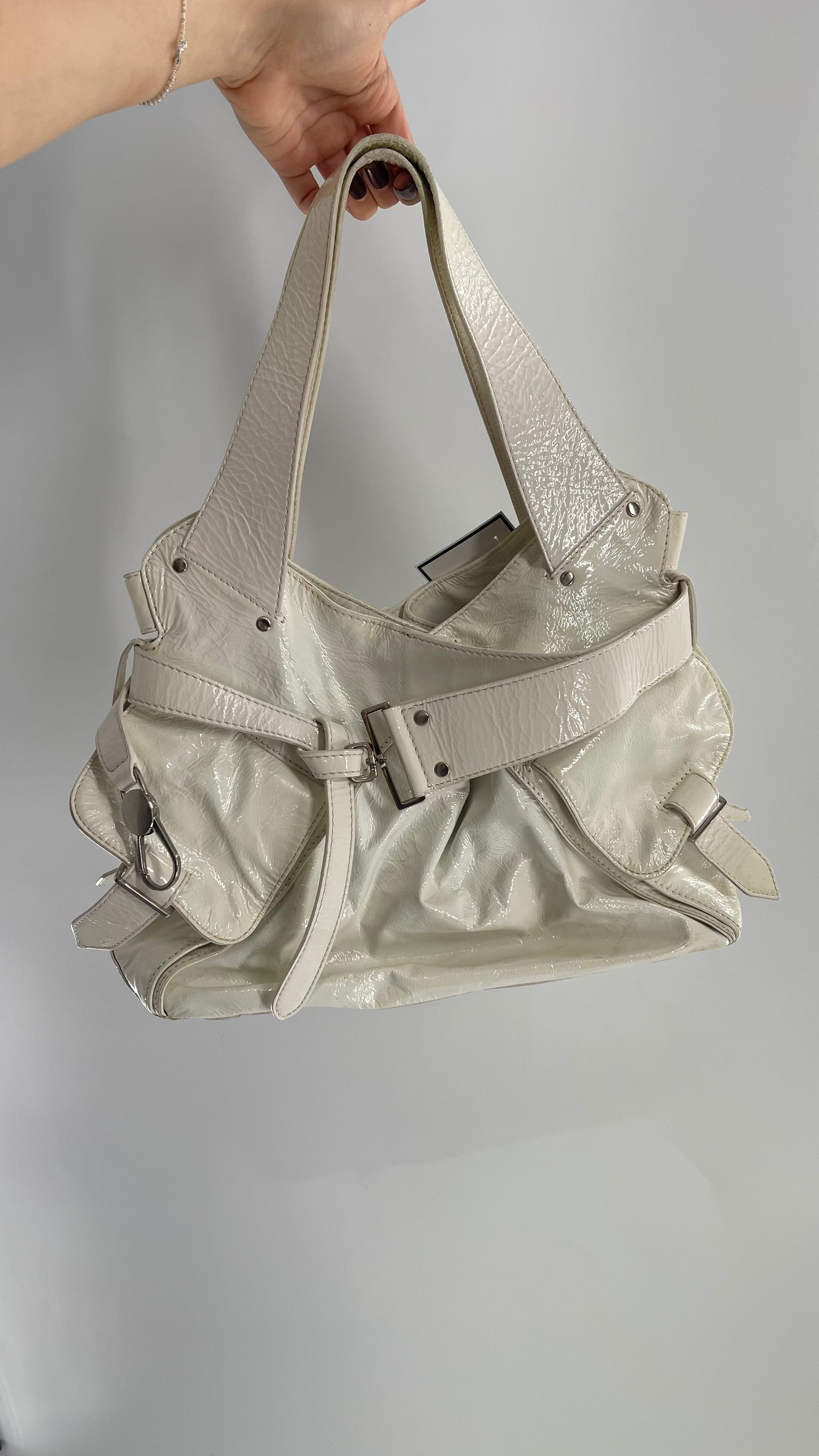 Vintage 1990s White Buckle Bag
