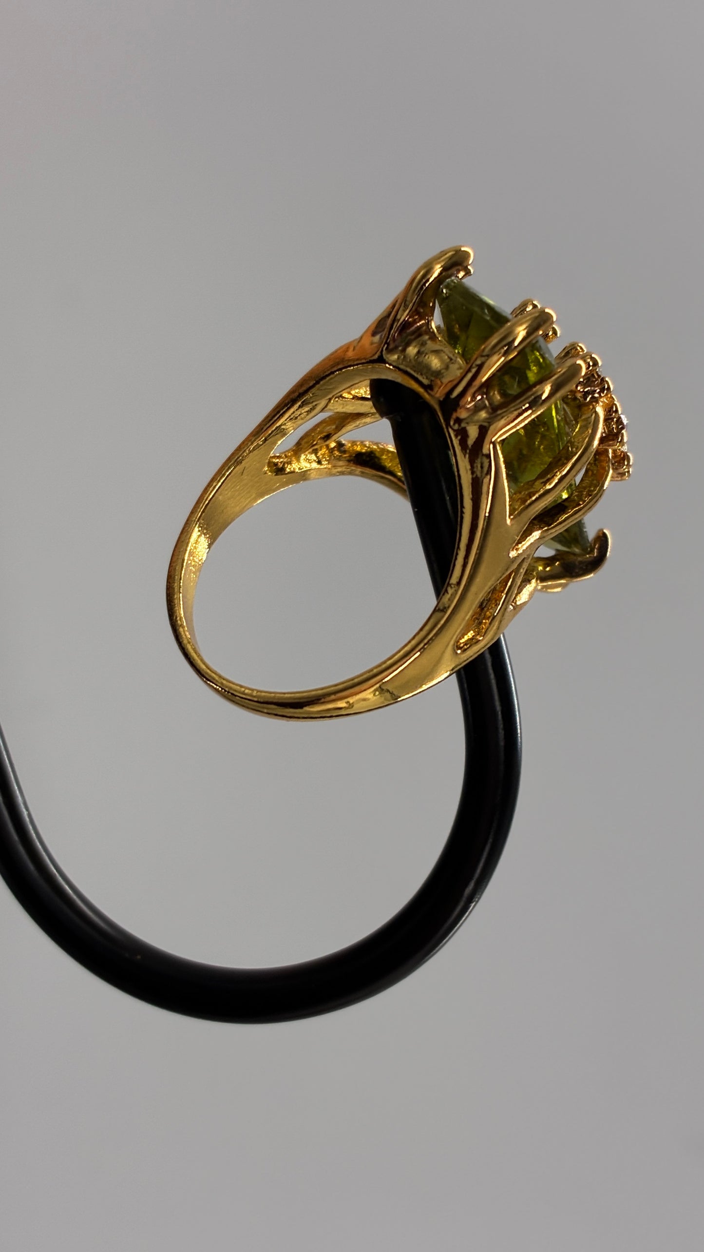 Gold Ring with Green Stone (Size 7)