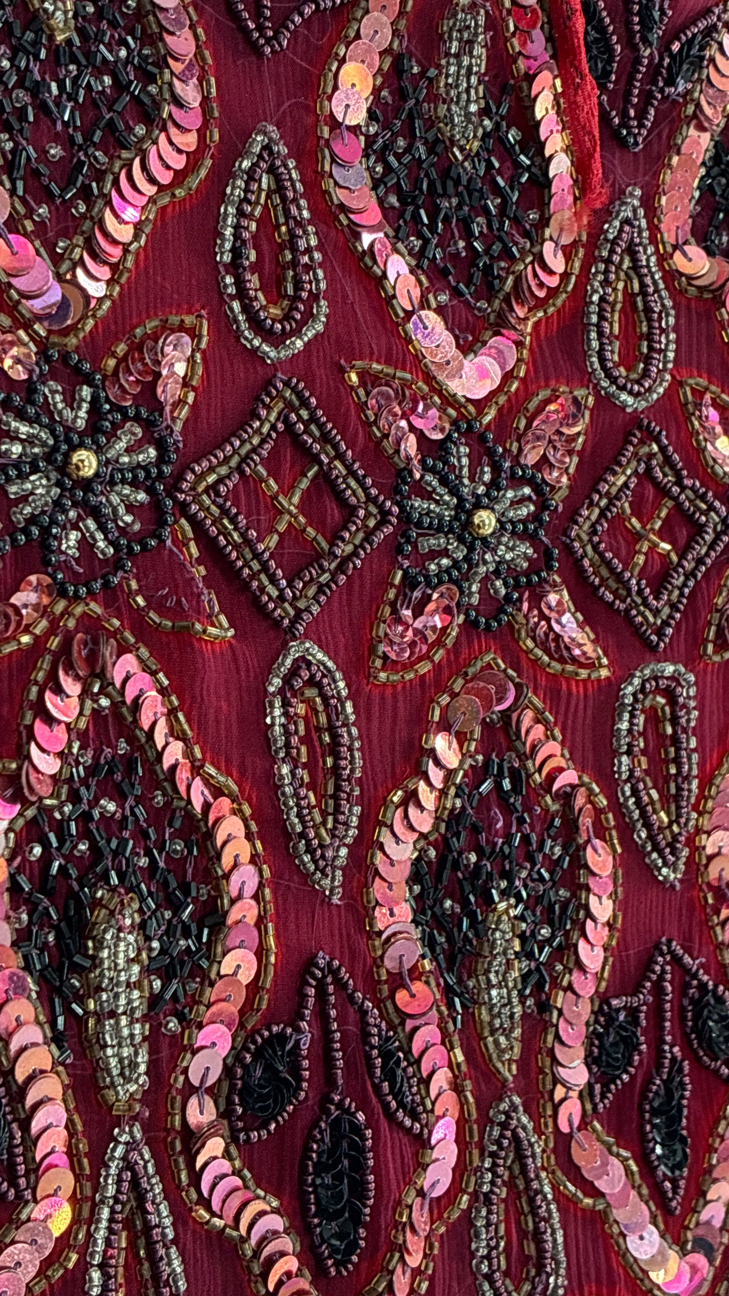 Vintage Beaded STENAY Burgundy Maroon Jacket (Medium)