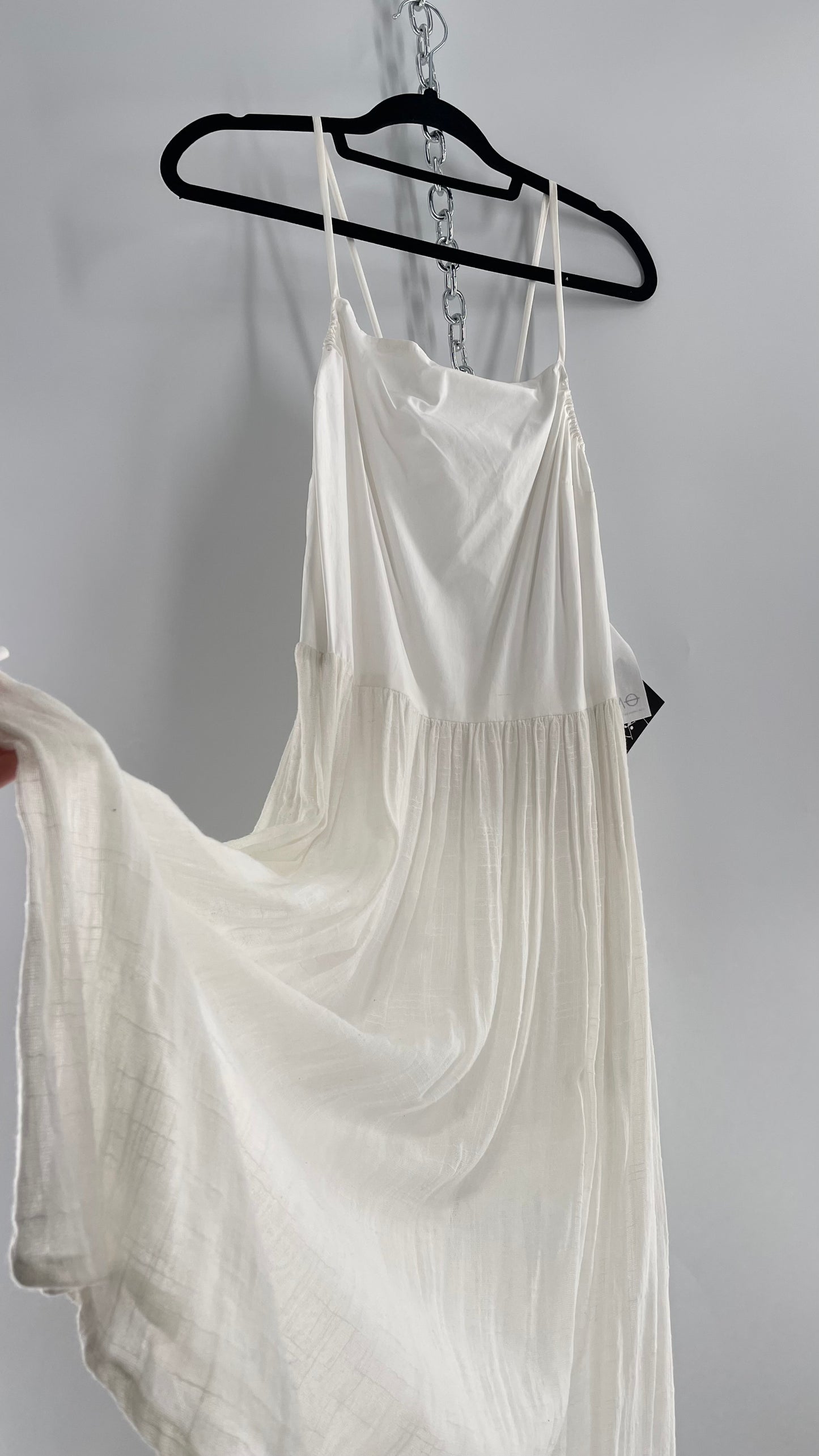 ØM Objects Without Meaning White Dress with Woven Skirt and Tags Attached (Large)