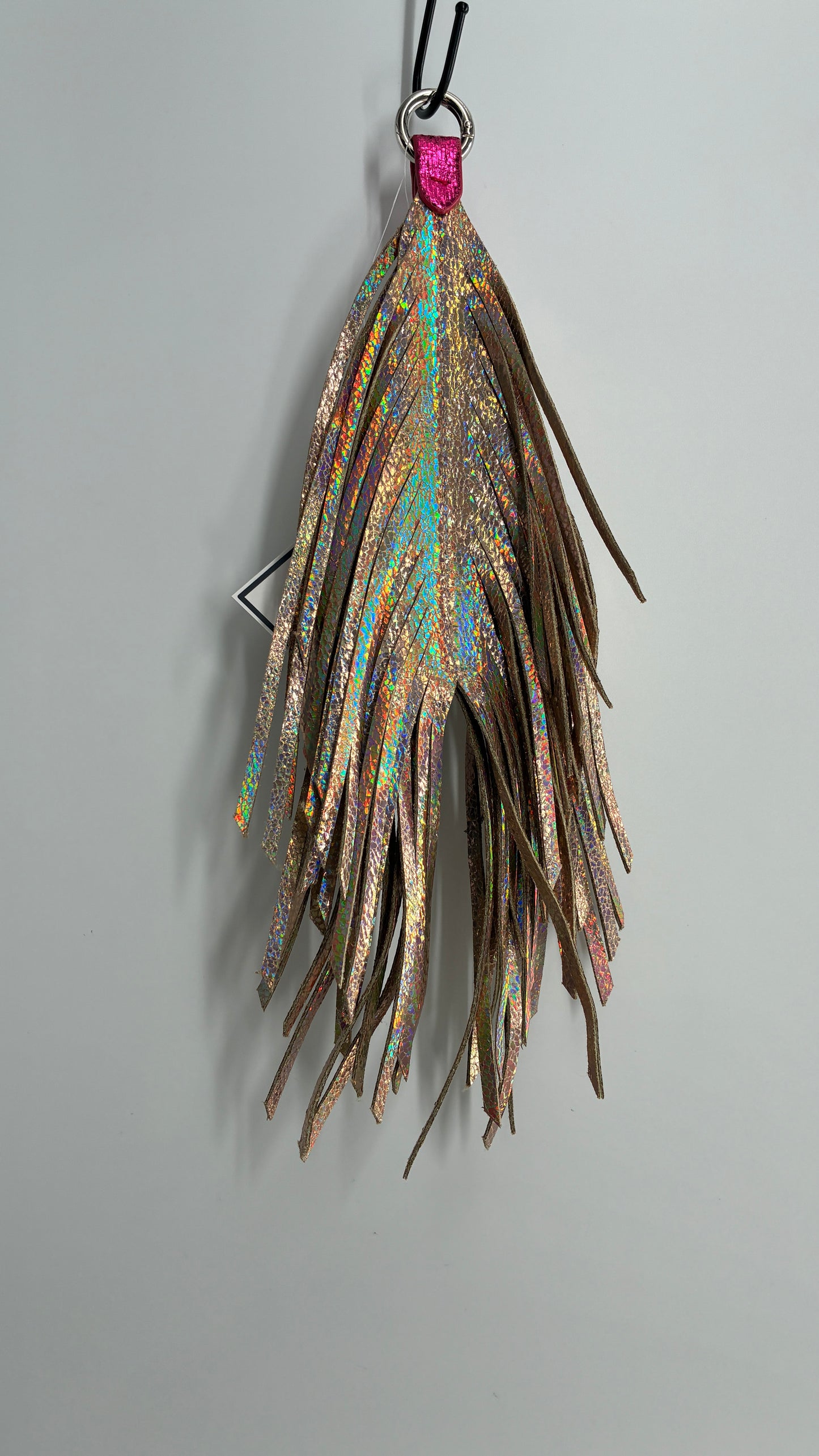 Free People Iridescent Feather Keychain with Tags Attached