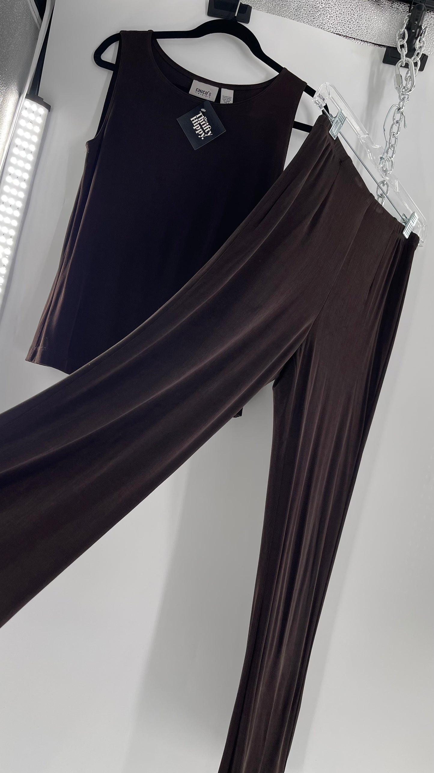 CHICOS Vintage Set Dark Brown/Grey Loungewear ‘Run Those Errands’ 2pc Set (XL)