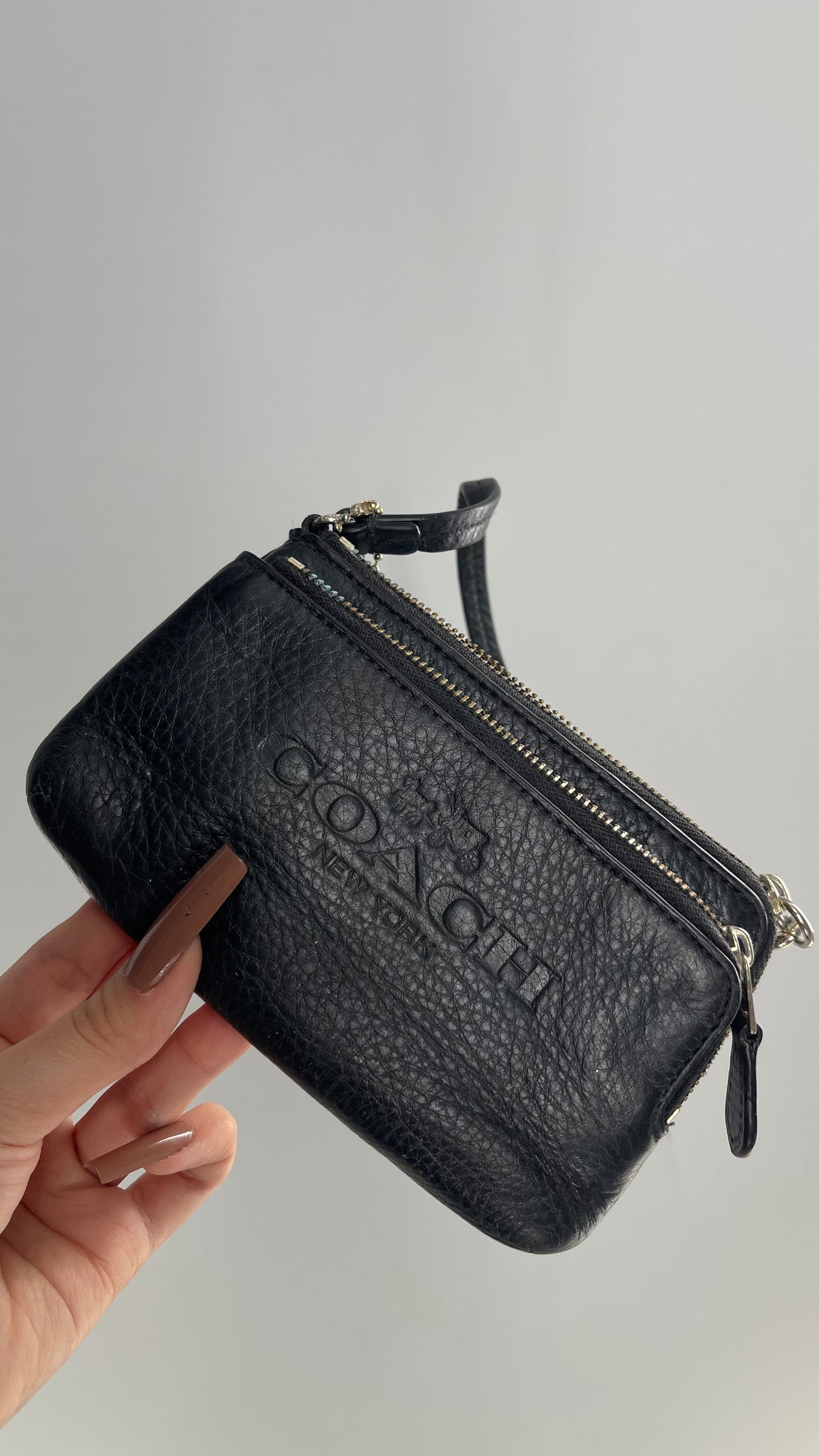 Vintage COACH Black Leather Coin Pouch Wallet