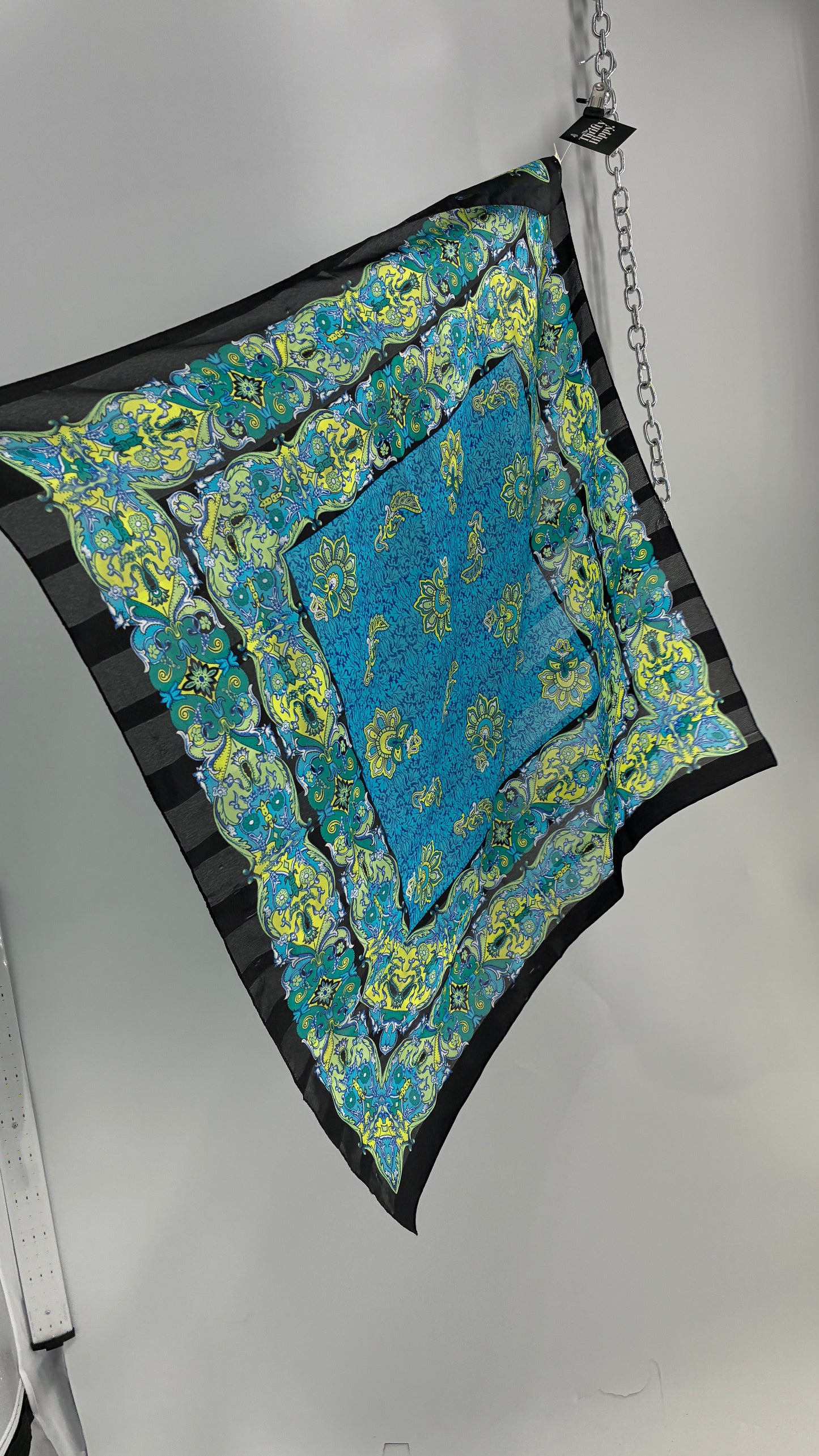 Vintage Paisley Blue/Green/Black Scarf/Head Scarf