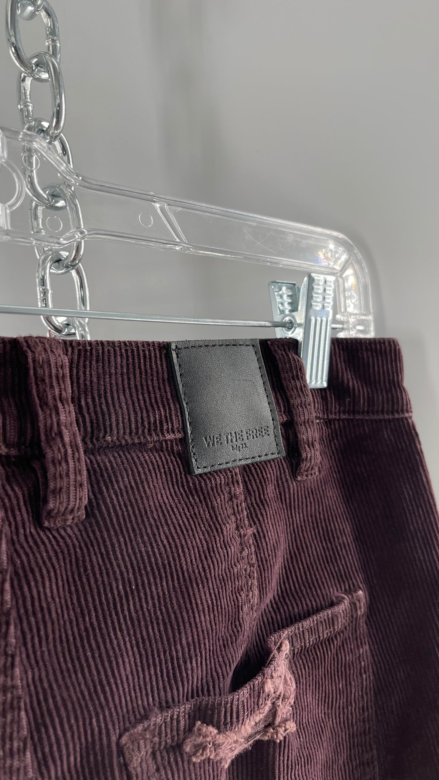 Free People Plum Corduroy Distressed Flare Bell Bottoms (27)