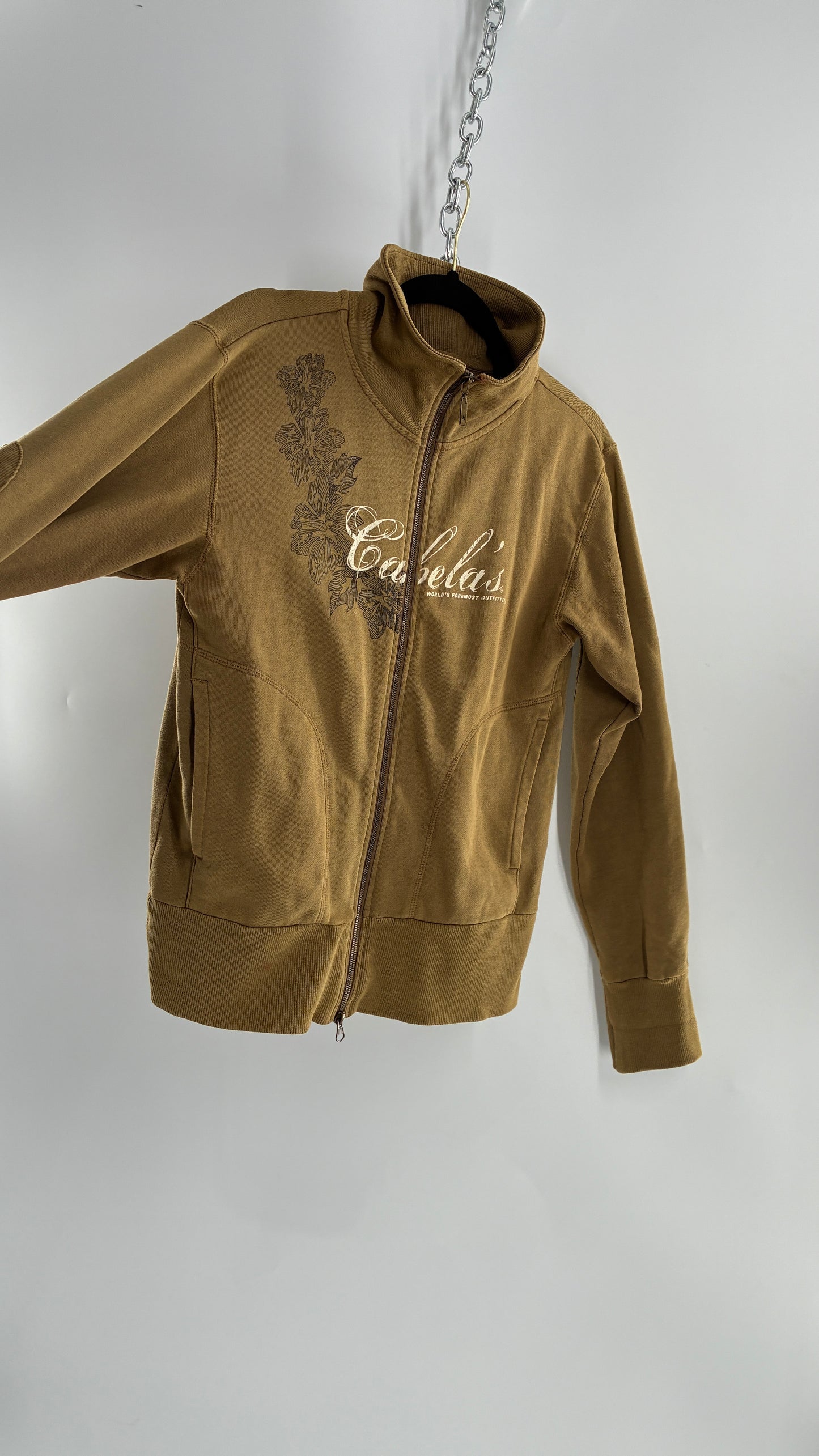 Vintage Cabela’s Tan Zip Front with Patch Details and 2000s Graphic (Large)