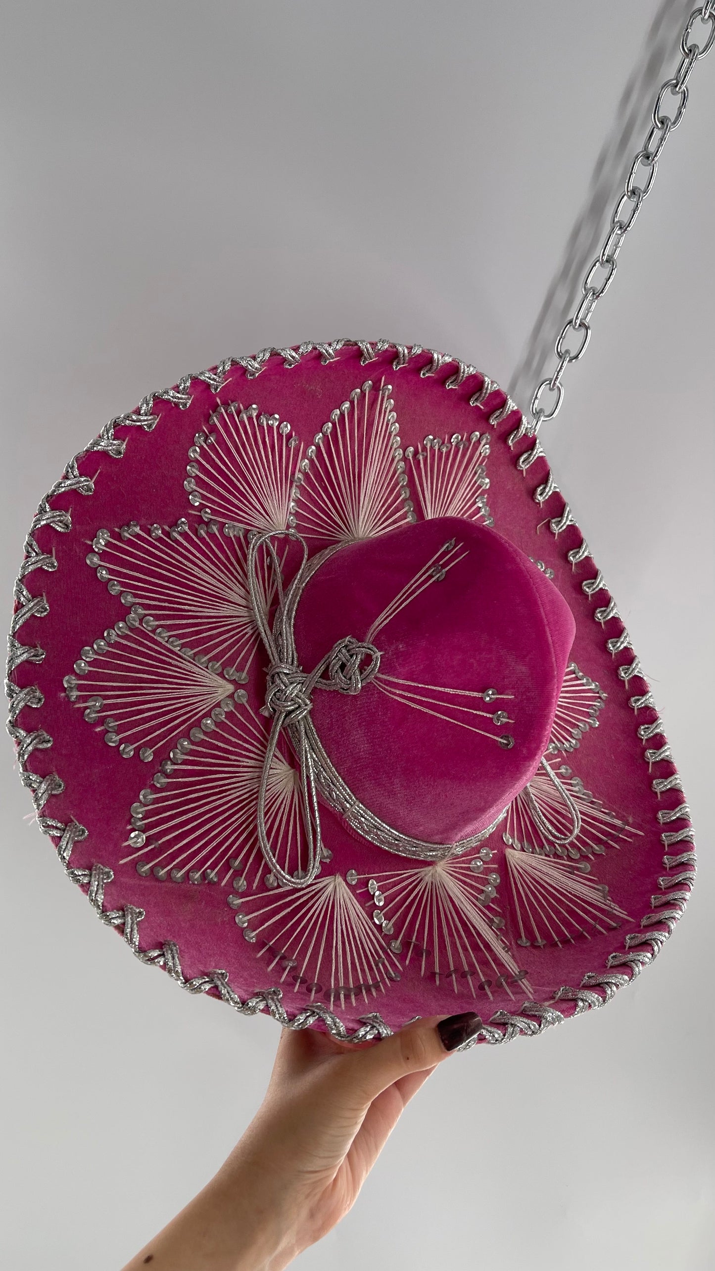 Vintage 1970s Pink and Silver Salazar Yepez Sombrero
