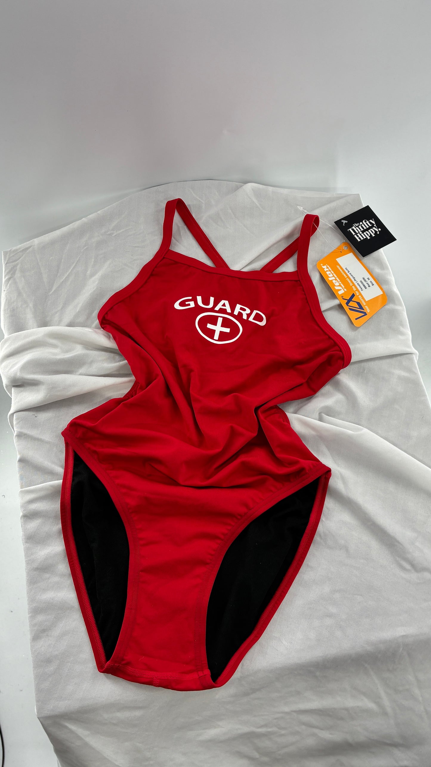 Vintage 1990s High Cut Open Back Velox Lifeguard Swimsuit (34)