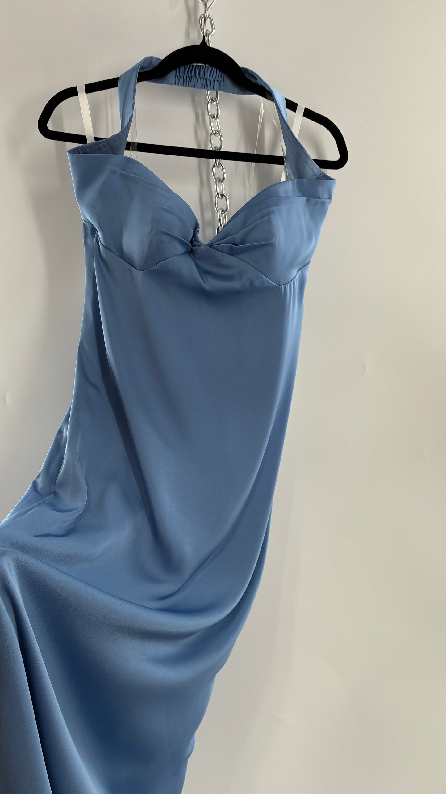 Vintage Powder Blue Full Length Gown with Ruched, Padded Bust and Tags Attached (4)