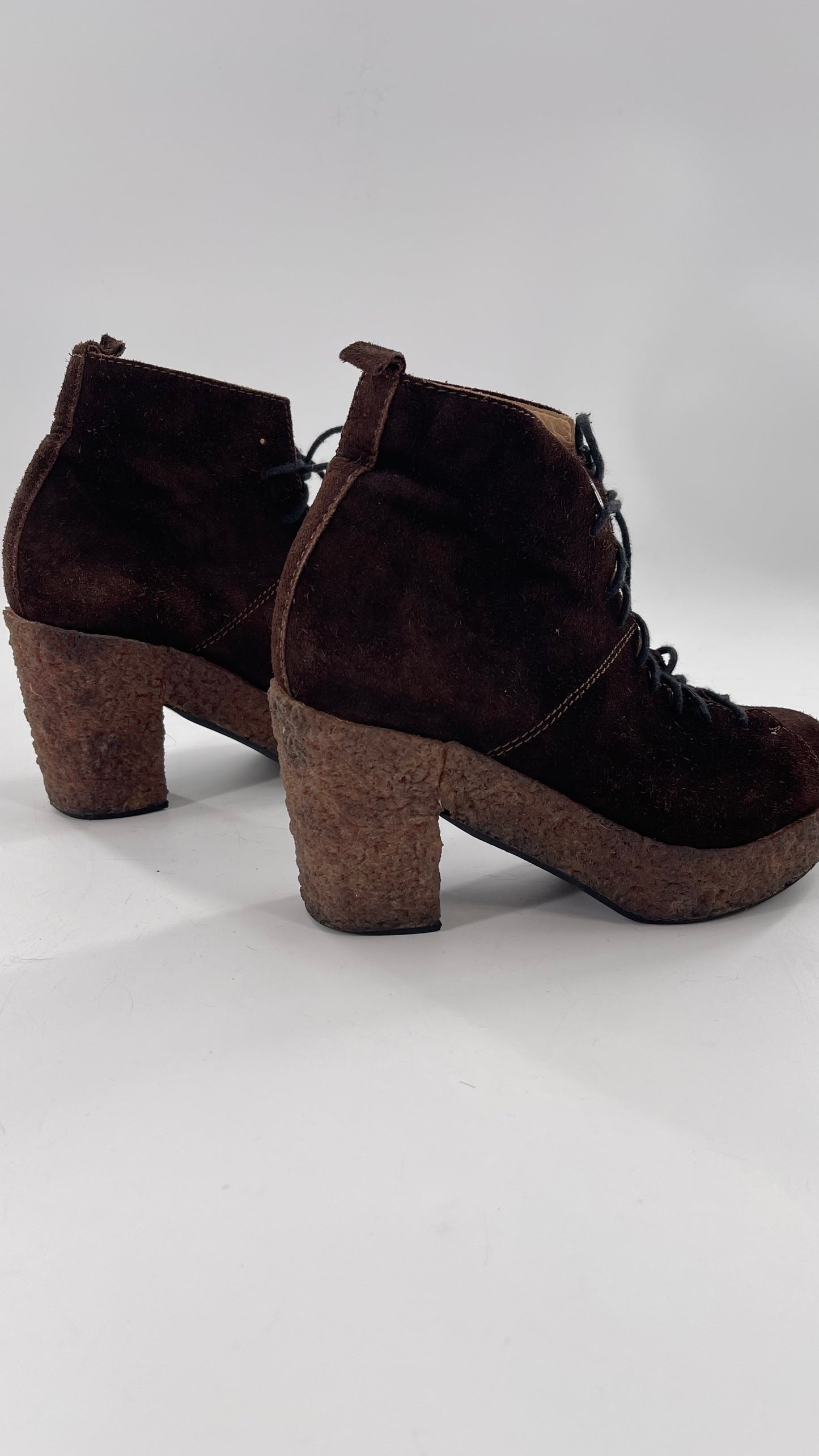 Vintage Amish Brown Lace Up Suede Boots - Apparently Size 7-71/2
