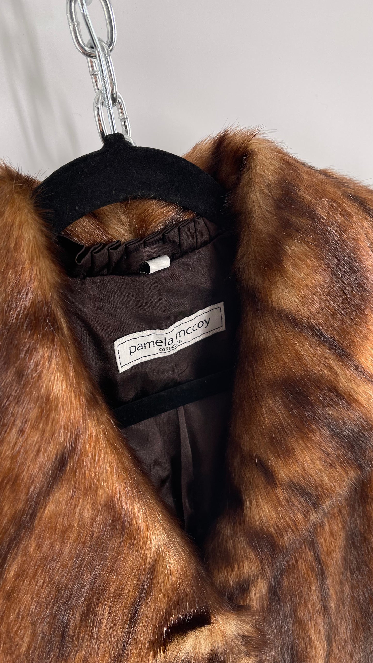 Deadstock Vintage Pamela McCoy Full Length Faux Fur Duster Coat (XS)