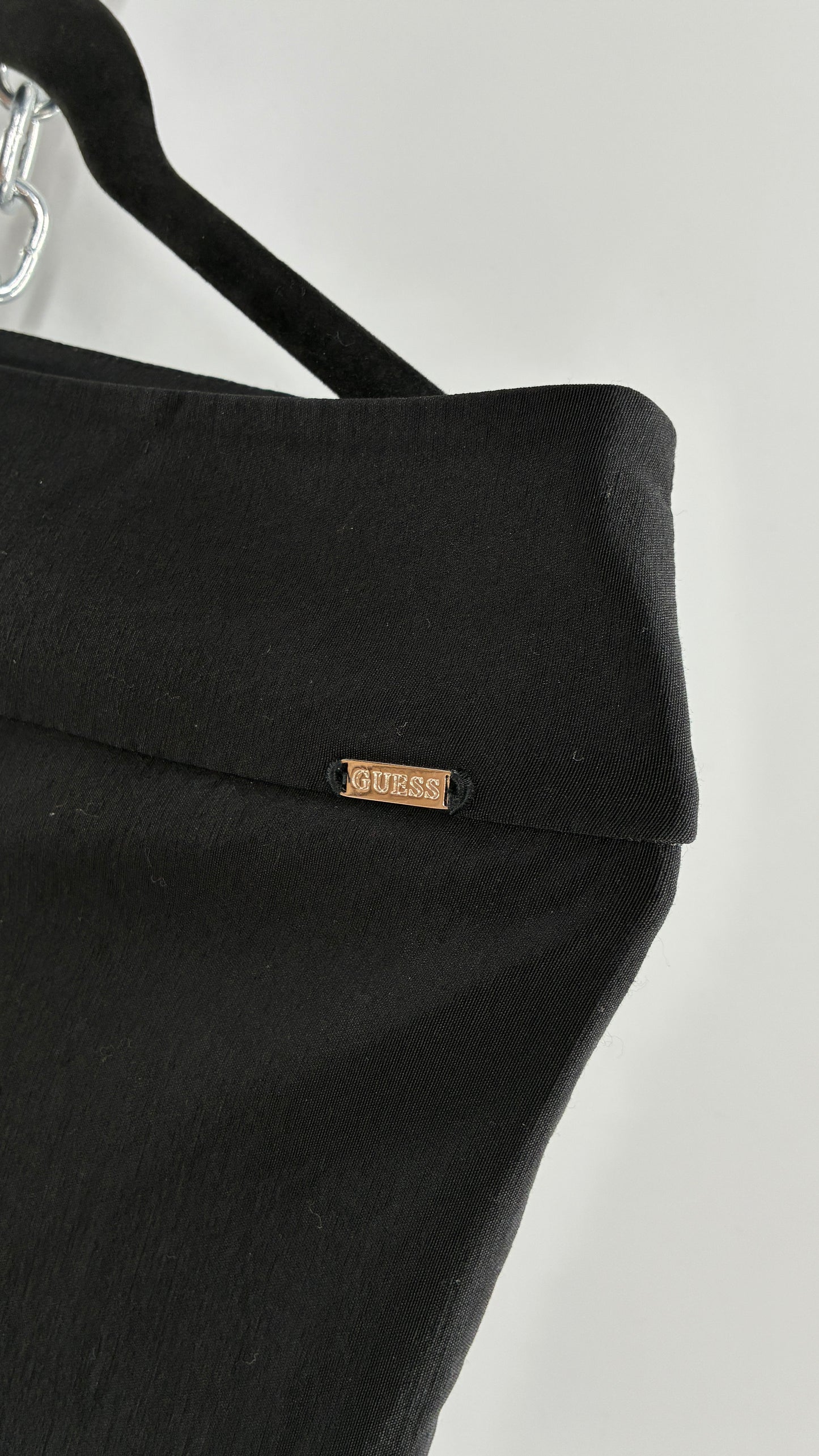 Vintage 1990s GUESS Stretch Low Rise Thick Waistband Black Kickflare (29)