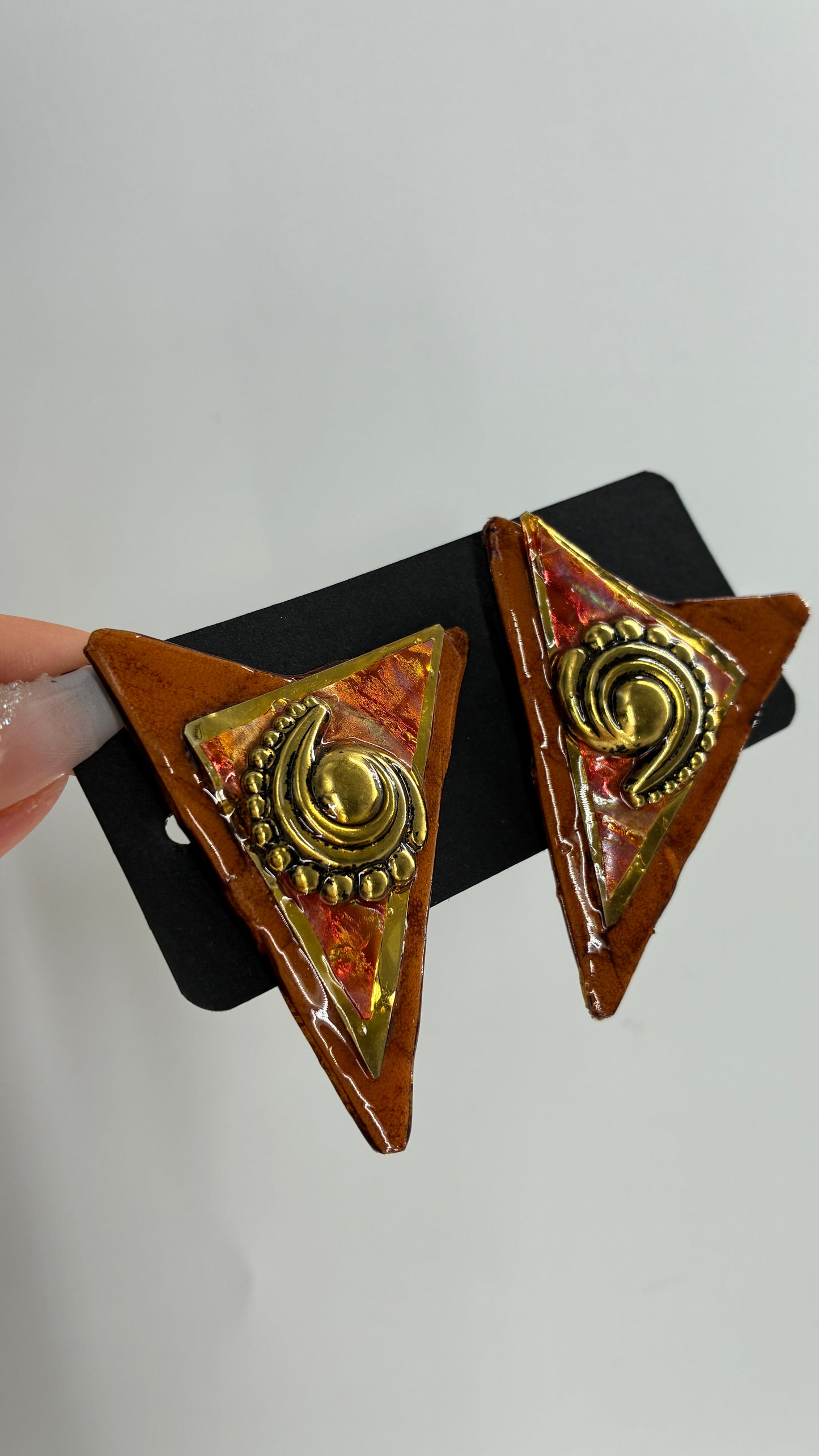 Vintage Oversized Statement Triangle Earrings