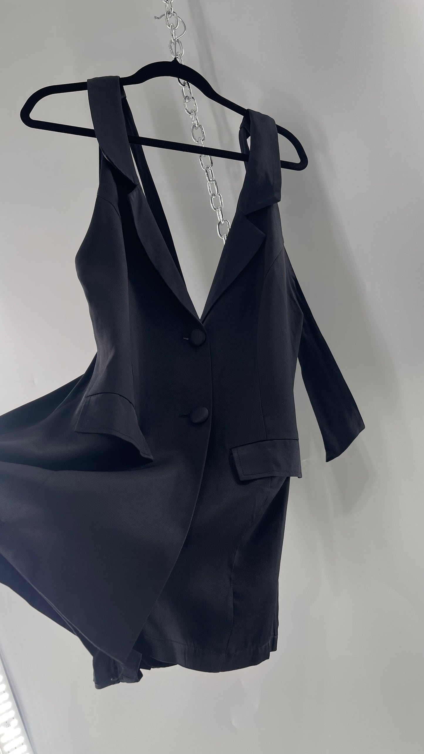 Free People Black Blazer Tuxedo Sleeveless Romper Jumpsuit (S)
