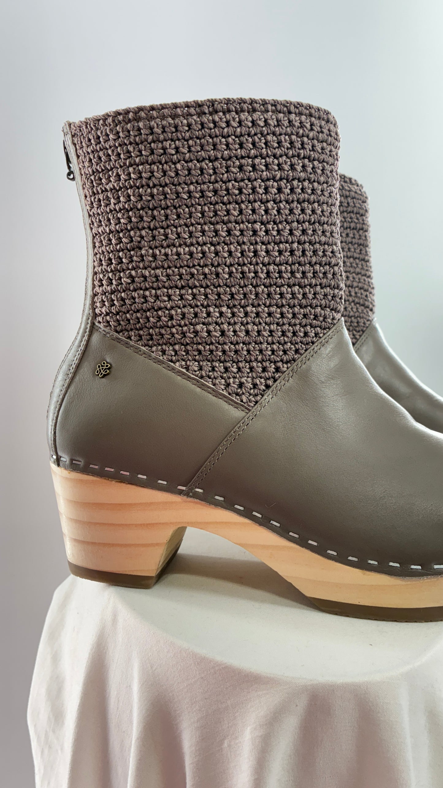 THE SAK Crochet and Leather Wooden Clog Boots (7)