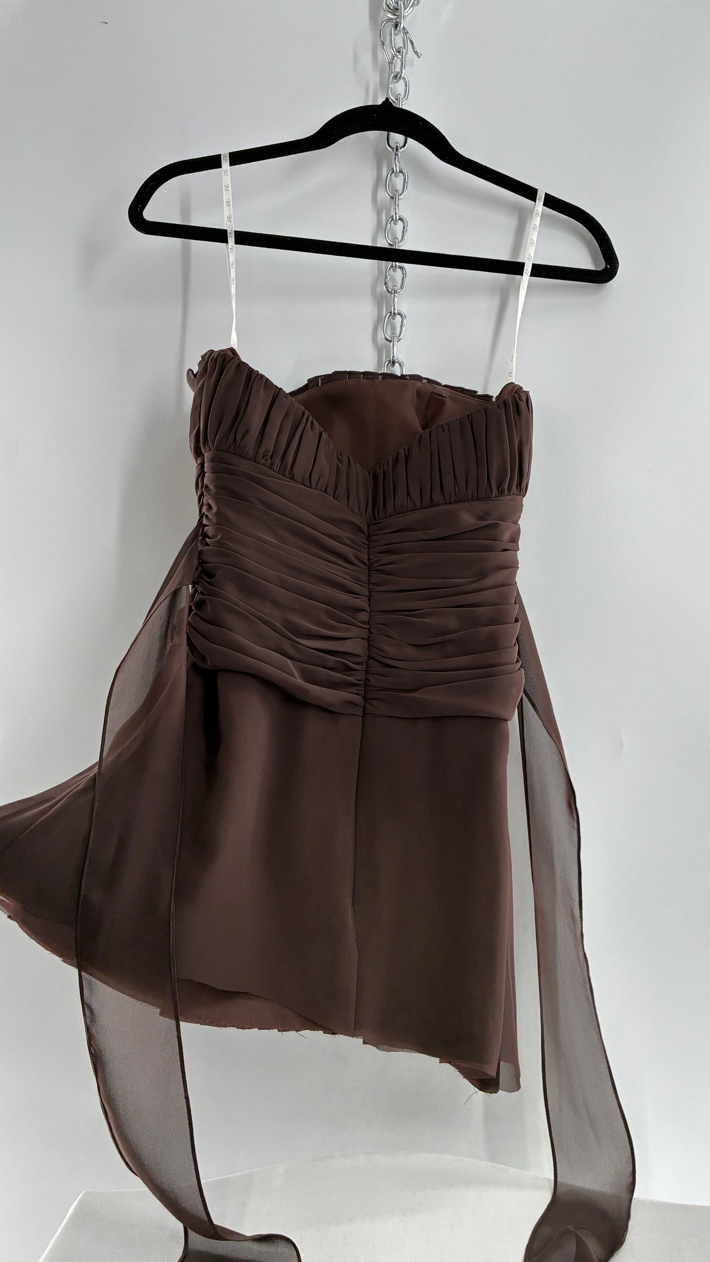Vintage Brown Ruched Chopped Blouse with Pleated Bust (6)