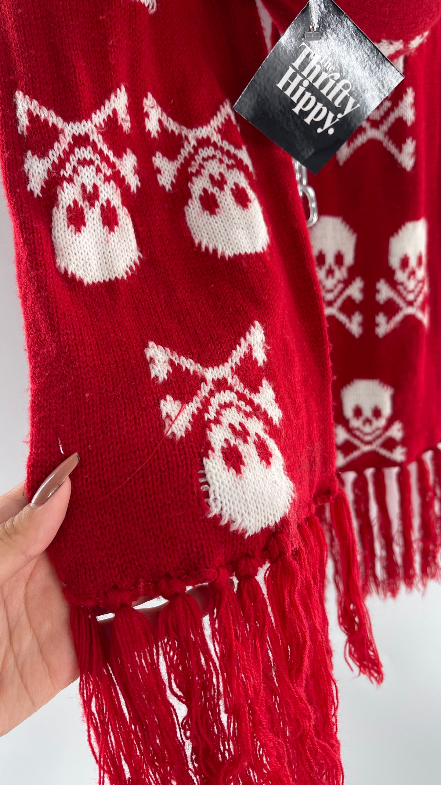 Emo Raggedy Red Skull Scarf (C)