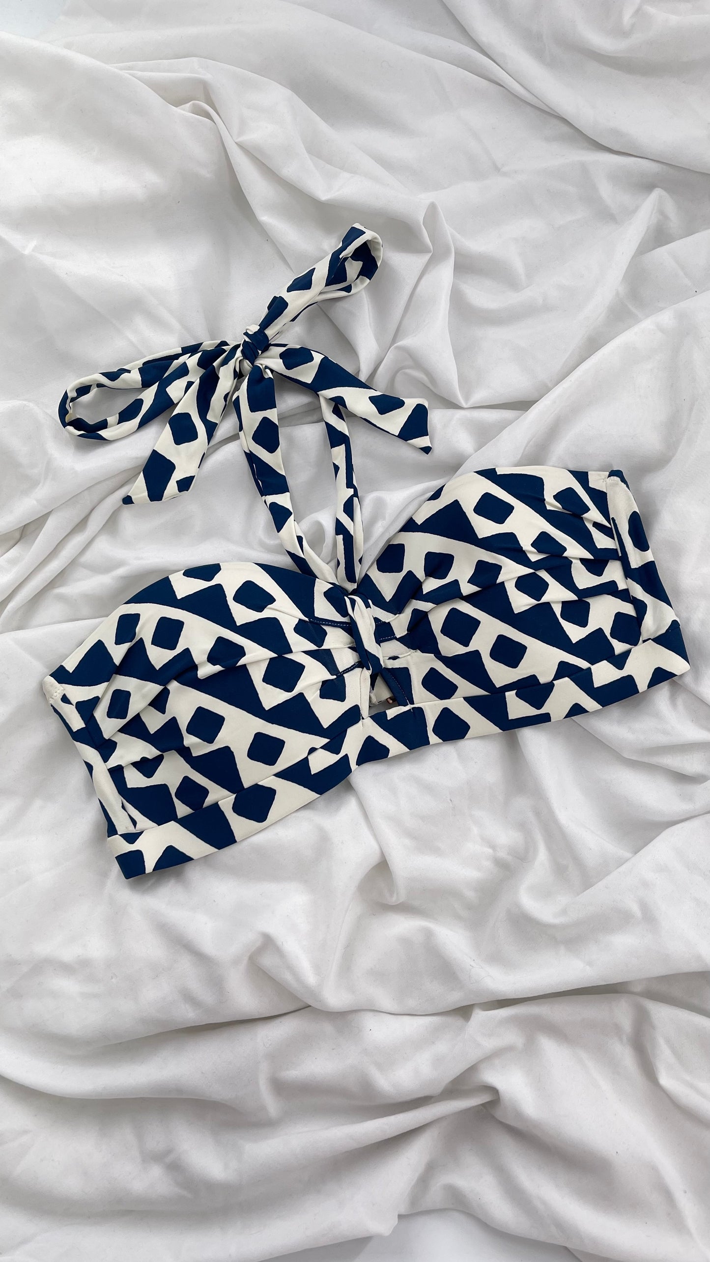 Anthropologie ALIHOP Navy and White Swim Top (Large)