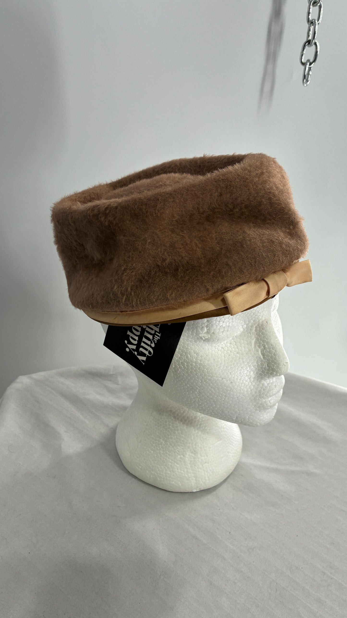 Vintage ROBBI LOU Brown Pillbox Hat