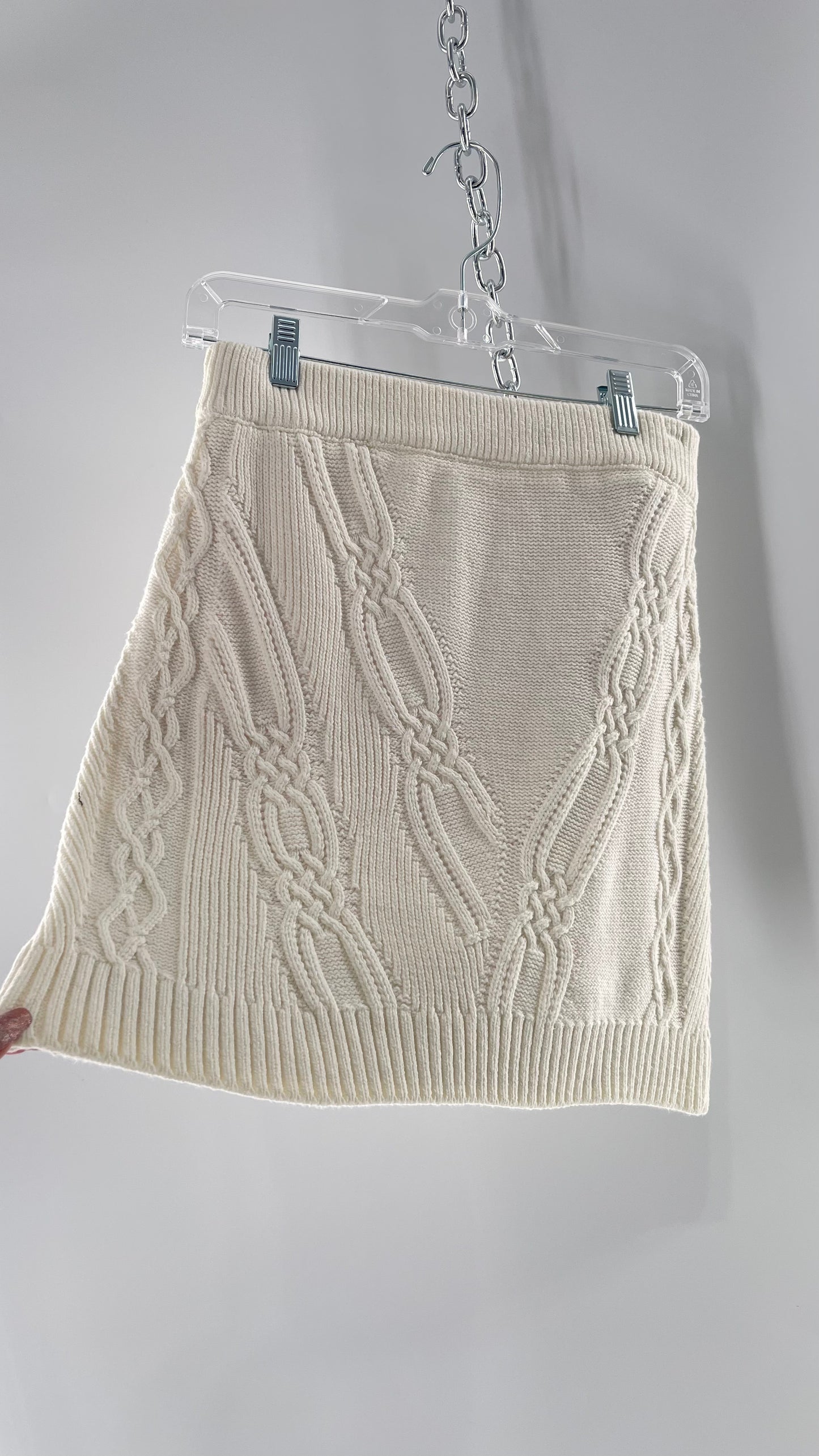 Maeve Anthropologie White Cable-knit Mini Skirt (Small)