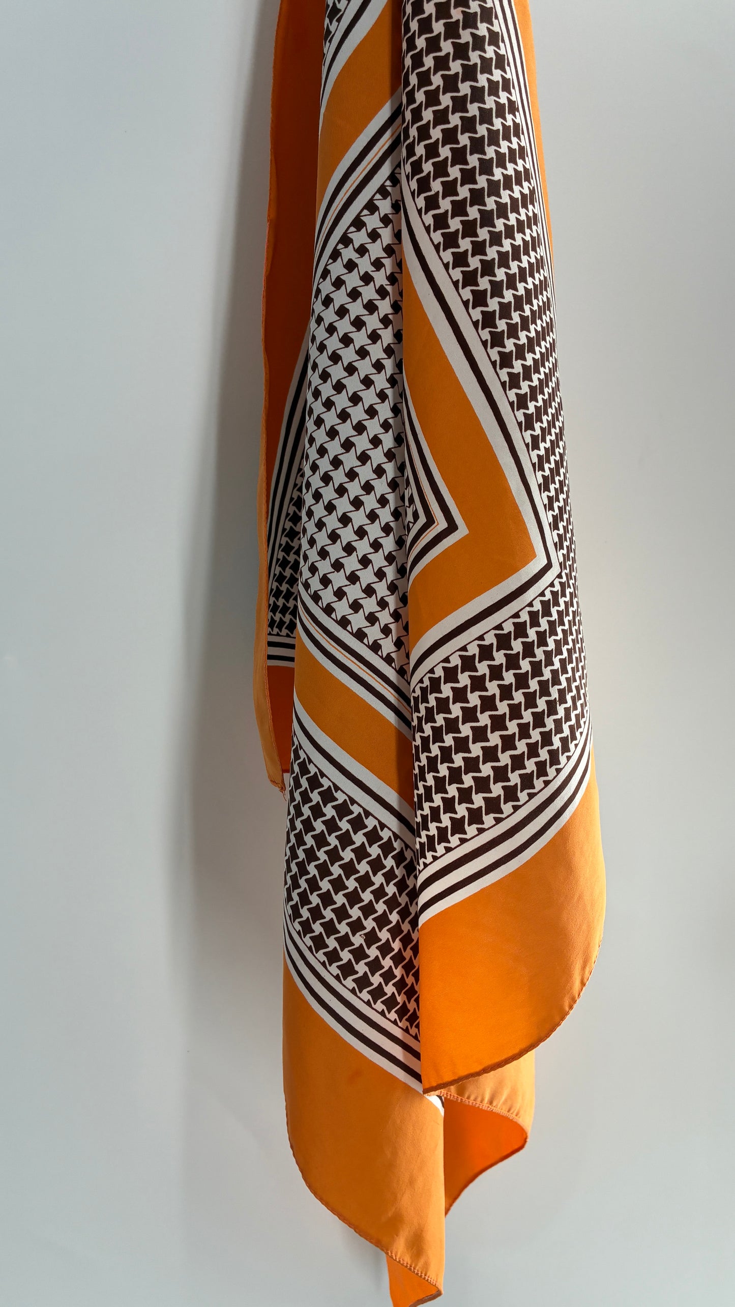 Vintage 1970s Orange and Brown Scarf