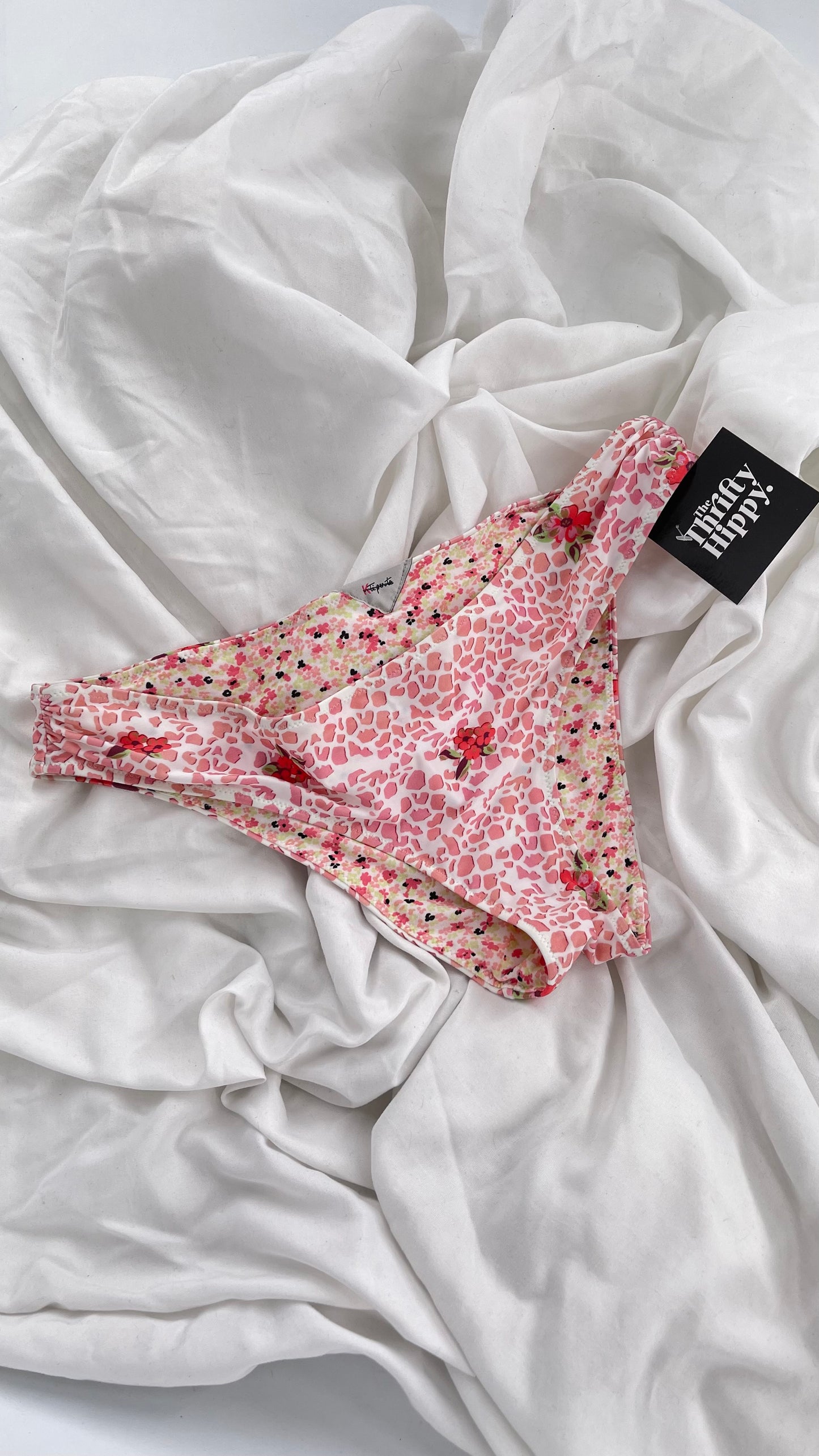 K ti per te Reversible Pink Floral Animal Print Swim Bottoms (Large)