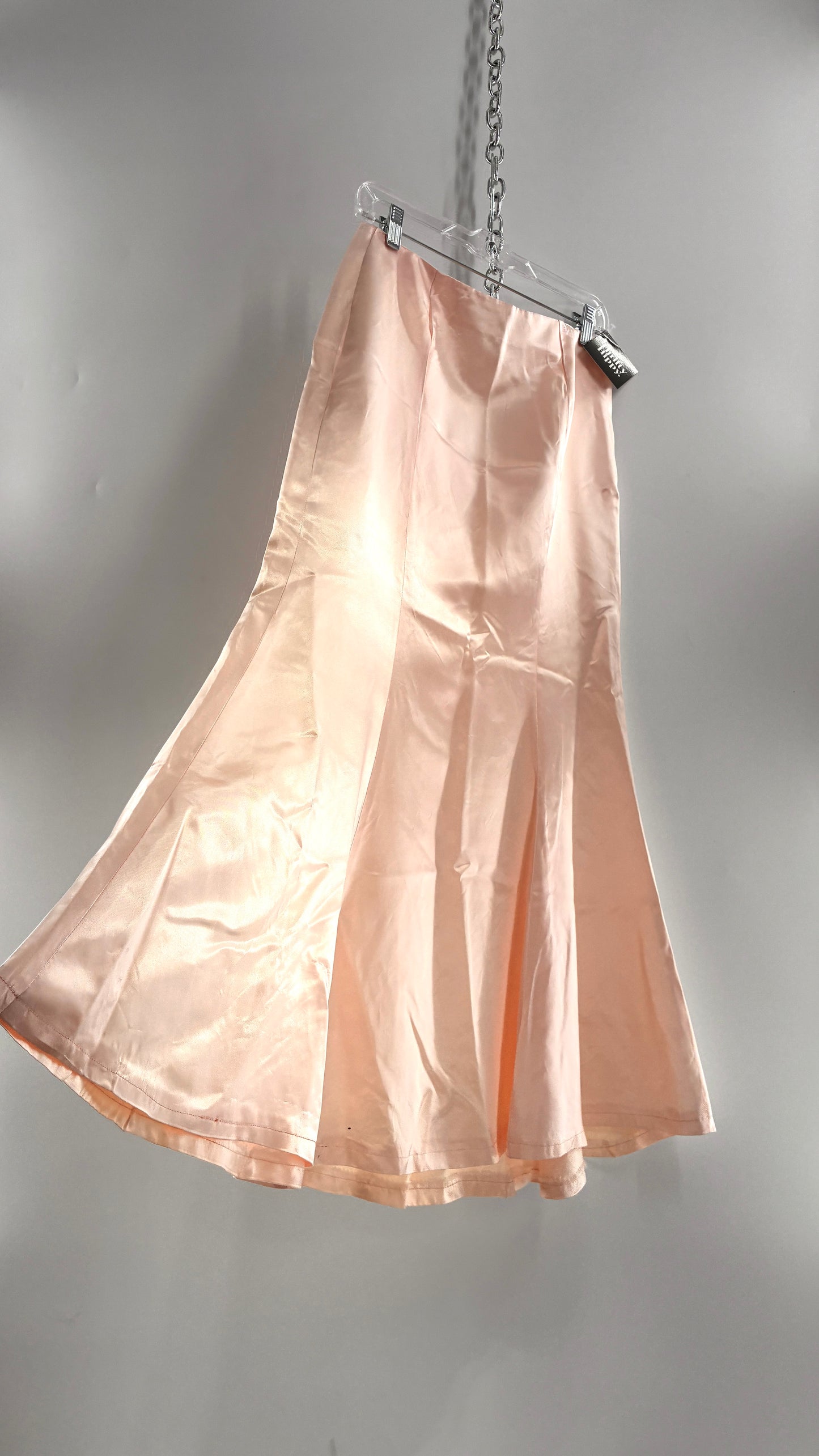 Vintage Peach Toned Satin Handmade Mermaid Style Paneled Skirt
