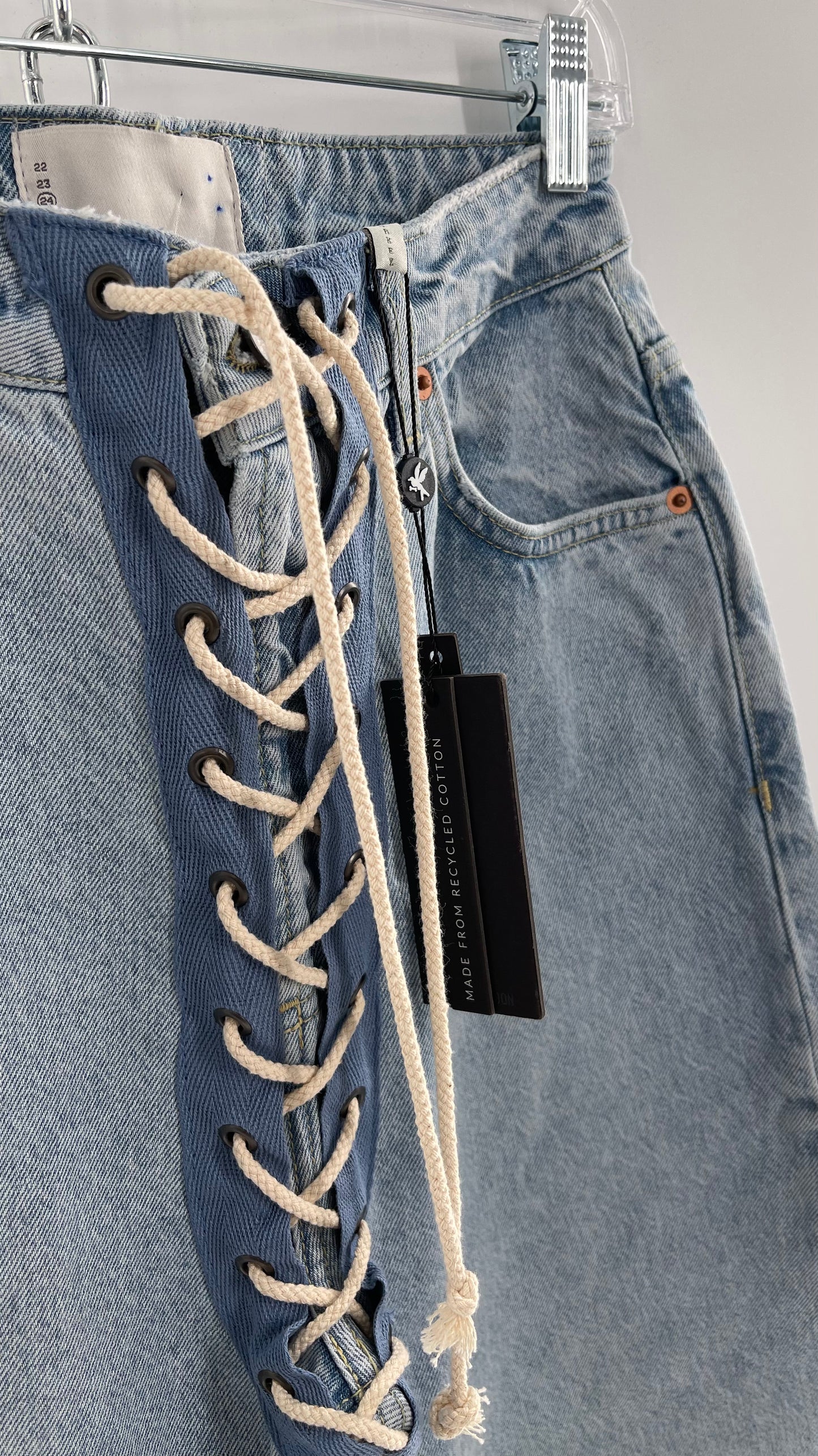 One Teaspoon Best Blue Lace Bandit Jeans Lace Up Detail on Front and Back (24)