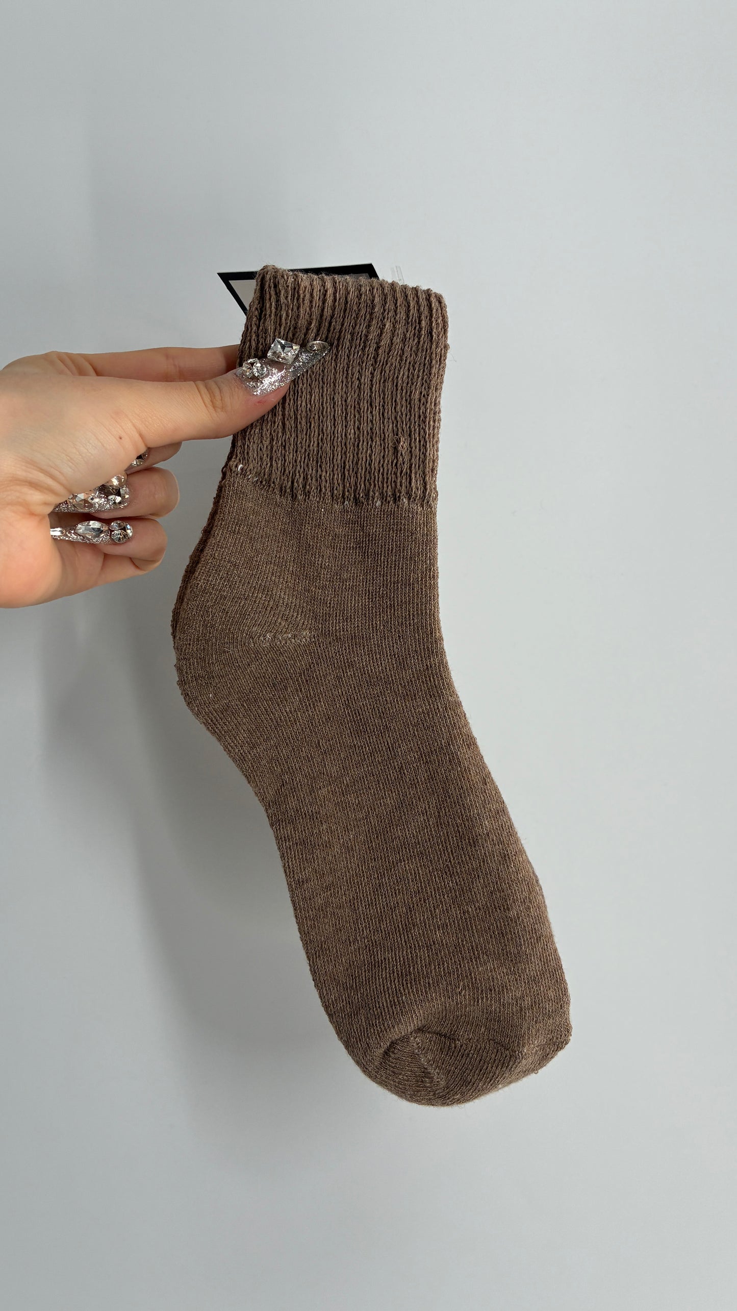NWOT Thick Knit Taupe Crew Sock