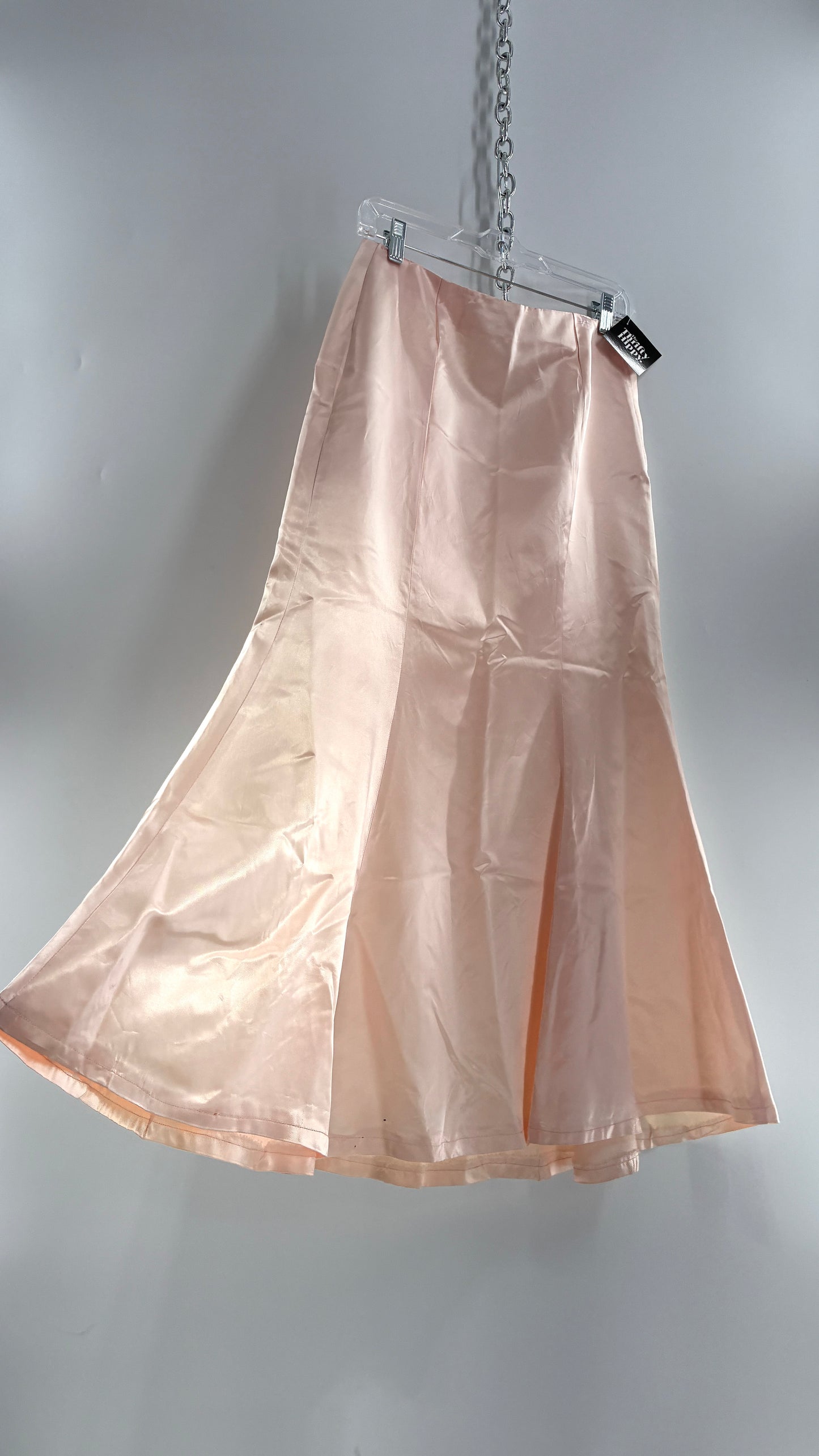 Vintage Peach Toned Satin Handmade Mermaid Style Paneled Skirt