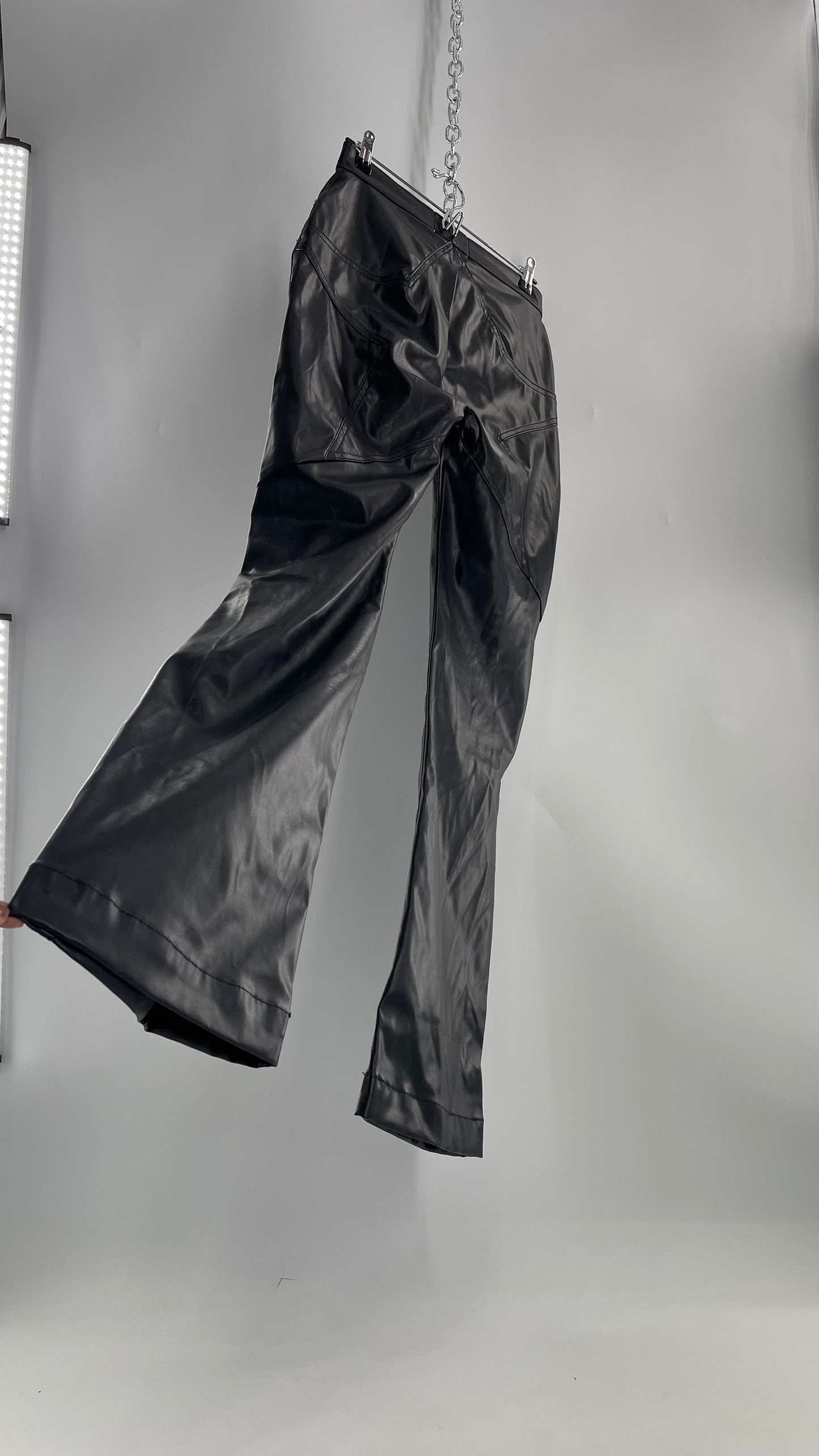 Revice Faux Leather Kick Flares with Star Bum (29)