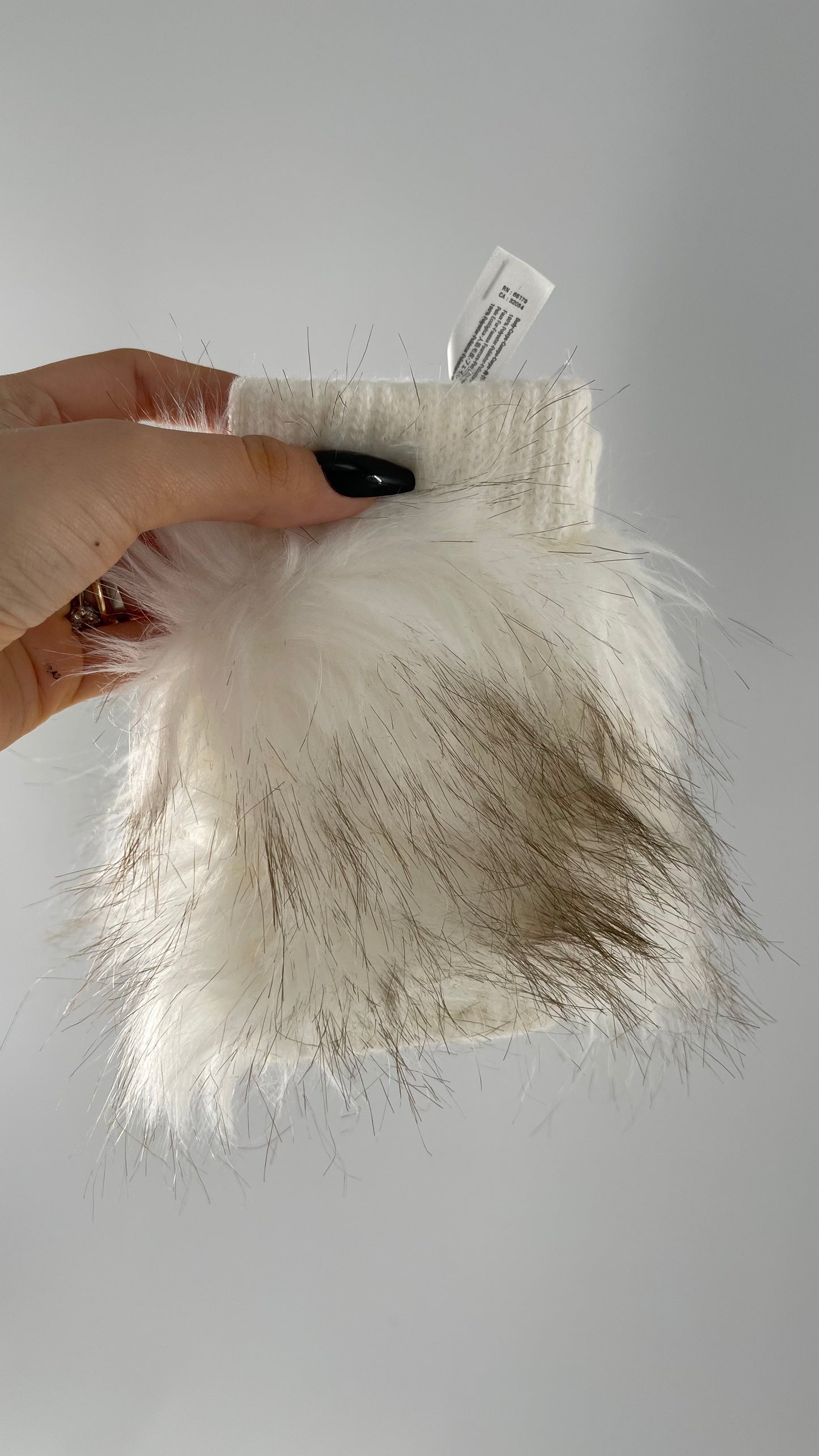 Anthropologie White Faux Fur Fingerless Gloves