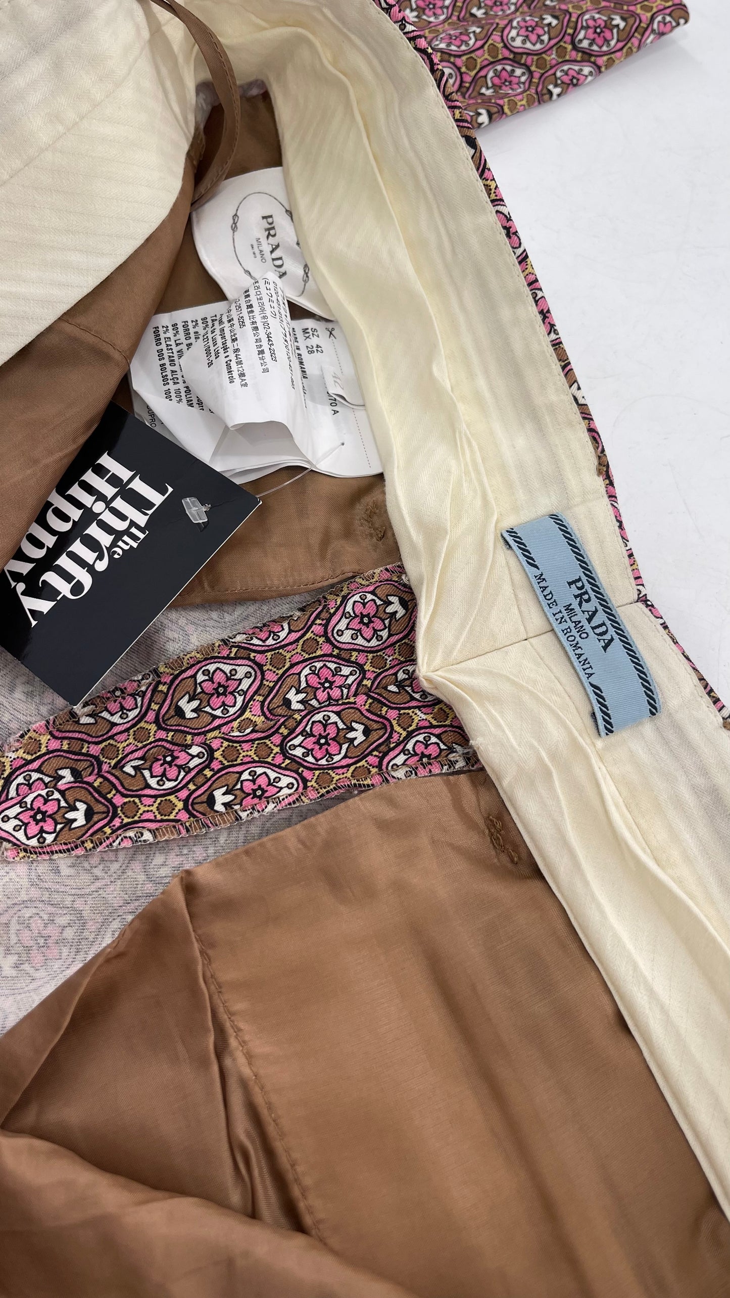 Vintage PRADA Trouser Brown Pink 1970s Style Pattern (28)