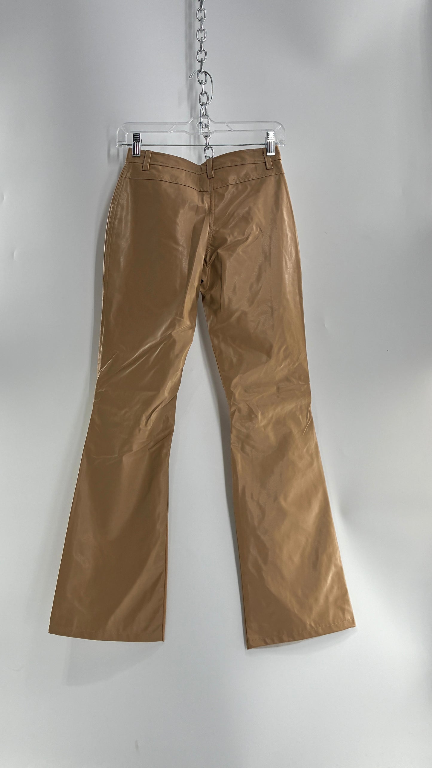 Vintage OUTER EDGE Patchwork Vegan Leather Kickflares with Tie Up Waistline (3)