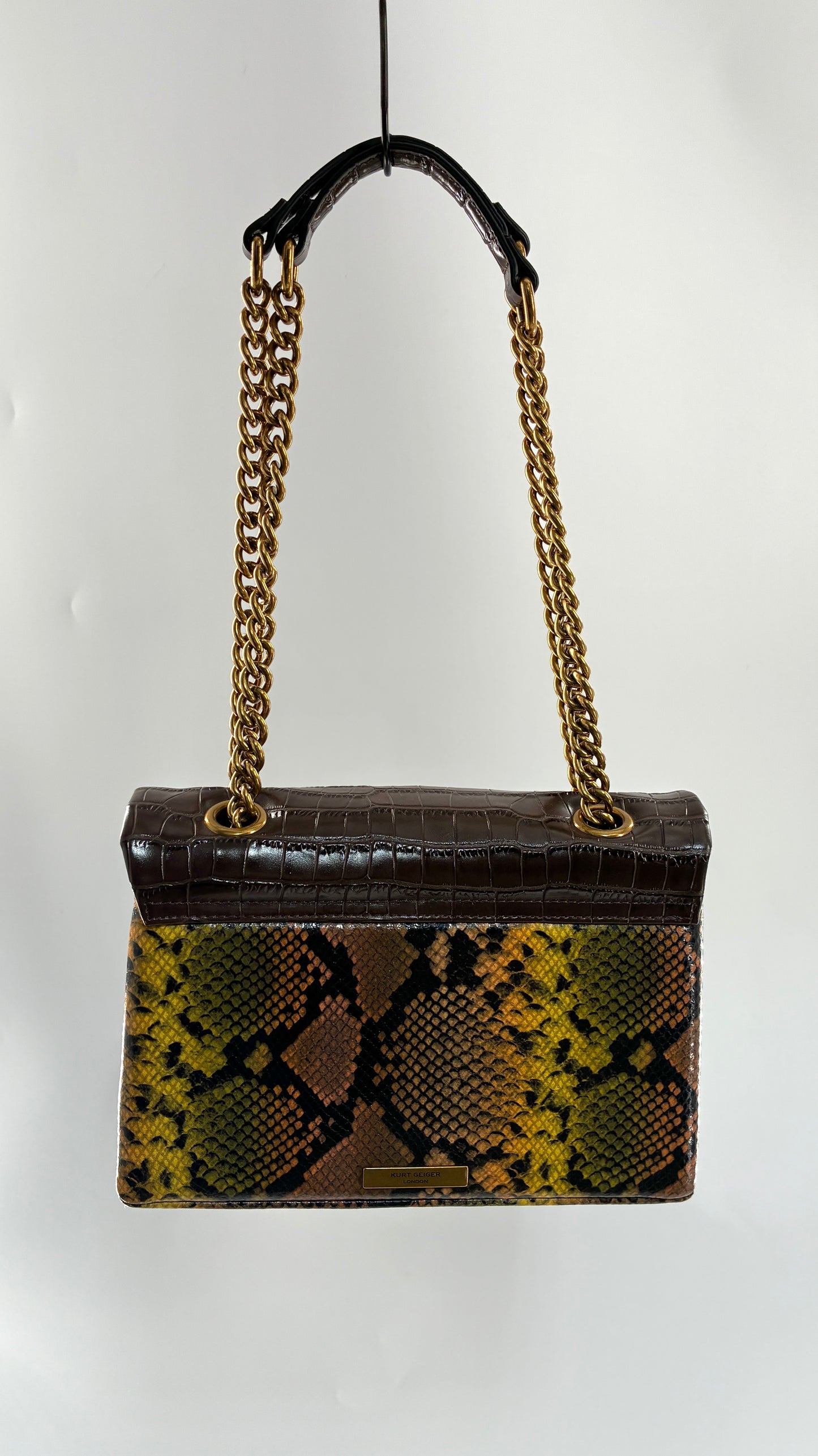 KURT GEIGER London Kensington Croc and Python Embossed Leather Crossbody Bag