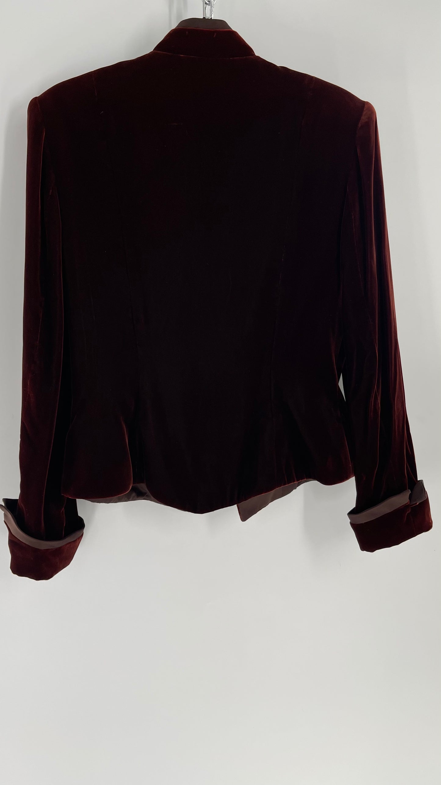 Vintage Anthony Vask Blood Red Burgundy Velvet Coat Jacket with Rope Closure Detailing (C)(10)