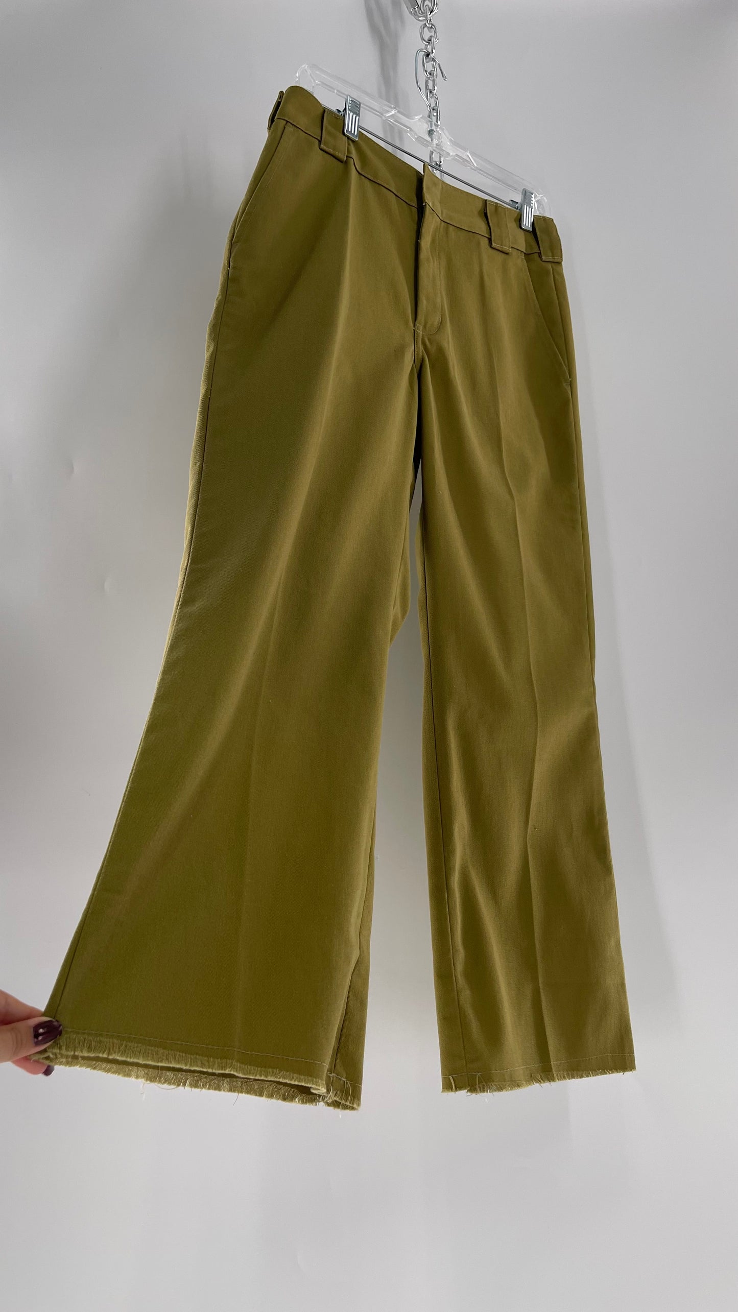 Dickies Mustard Green Cropped with Raw Edge Hem (4)